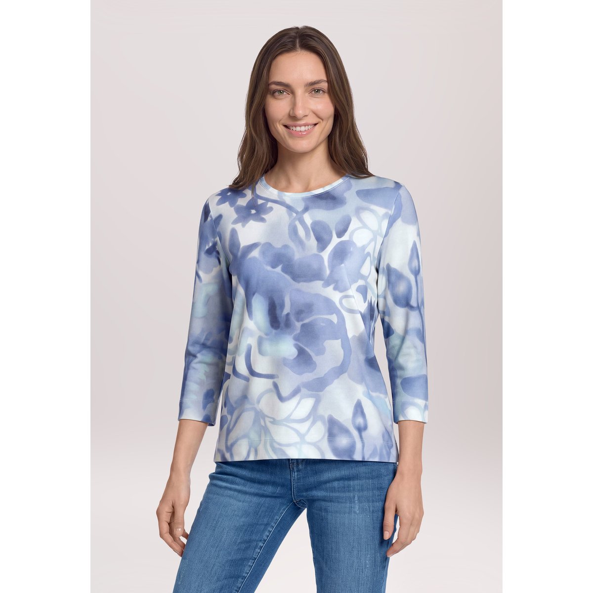 T-shirt basique à imprimé beige/bleu, BETTY BARCLAY
