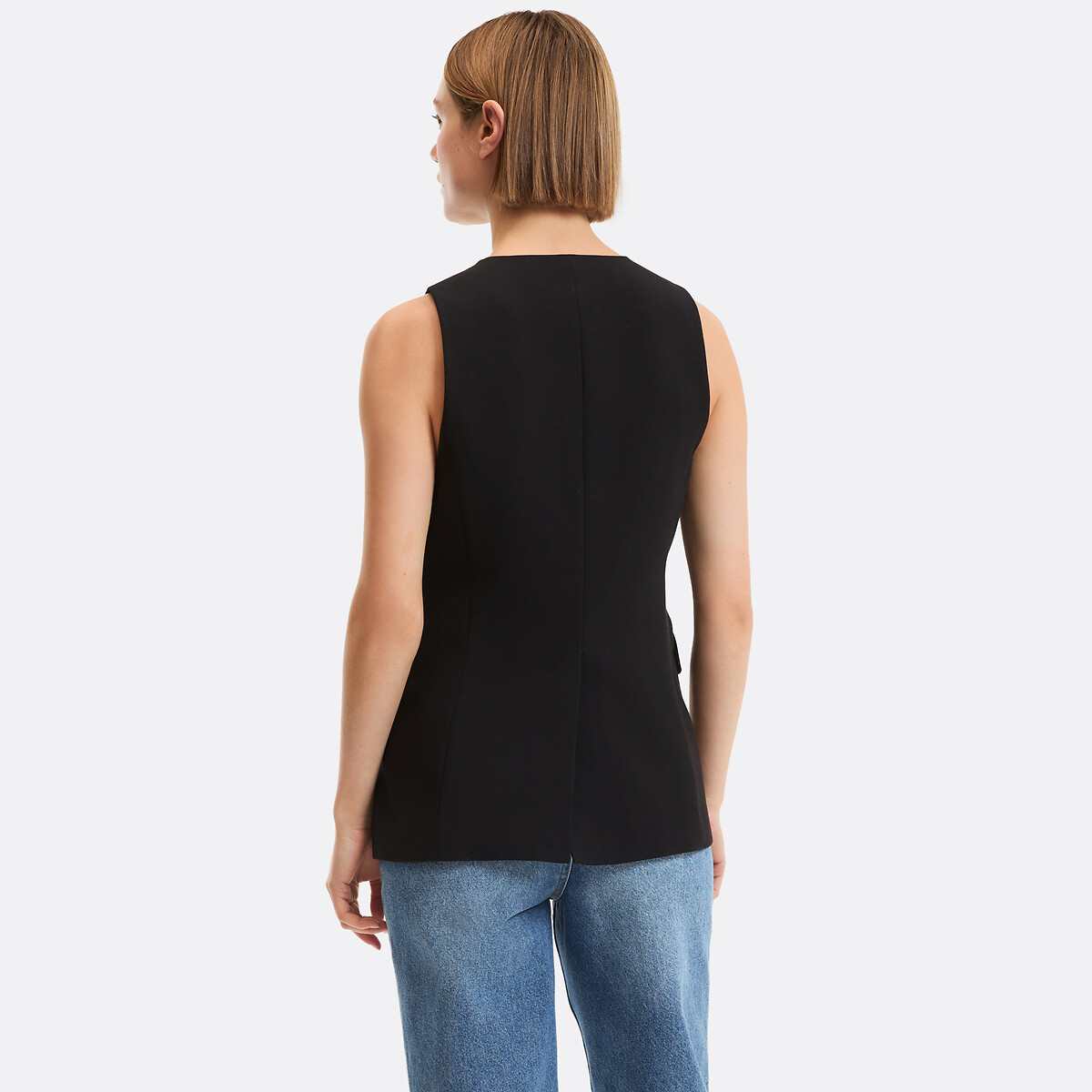 Gilet lungo dal taglio dritto nero , LA REDOUTE COLLECTIONS