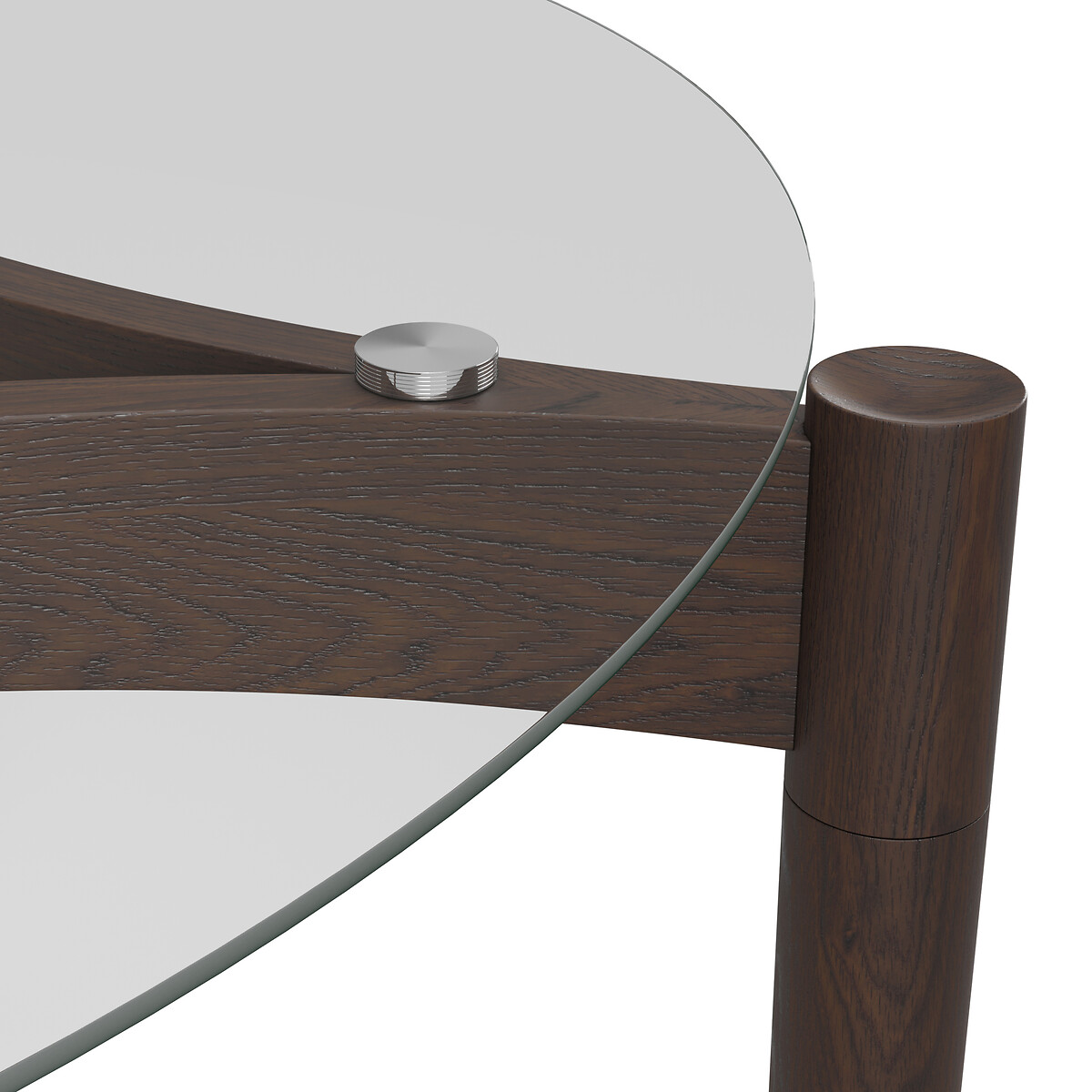 Nevin Glass & Wood Round Dining Table (Seats 4) dark wood, ÉDITÉ