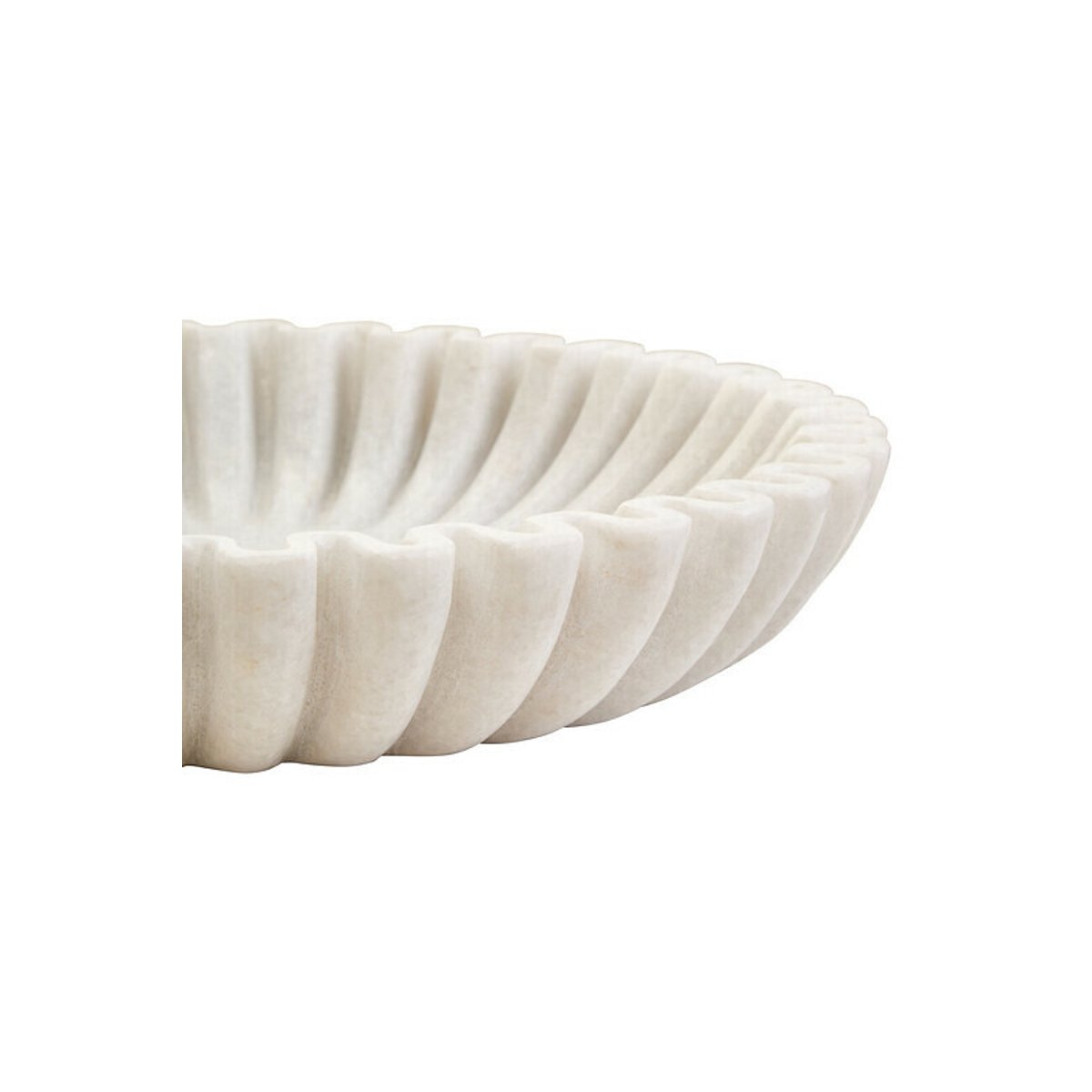 Large Decorative Fluted Marble Bowl in White white, FIFTY FIVE SOUTH