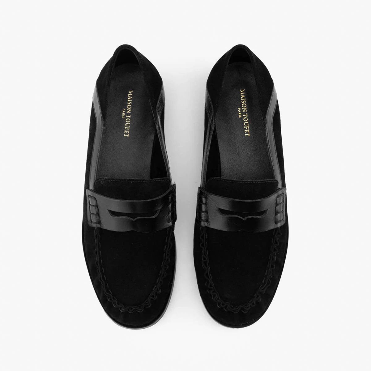 Mocassin cuir velours CONSTANCE noir, MAISON TOUFET