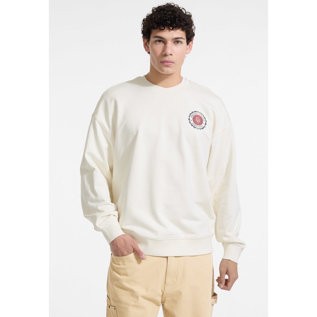 Sweat-Shirt Logo Universitaire blanc, GUESS JEANS