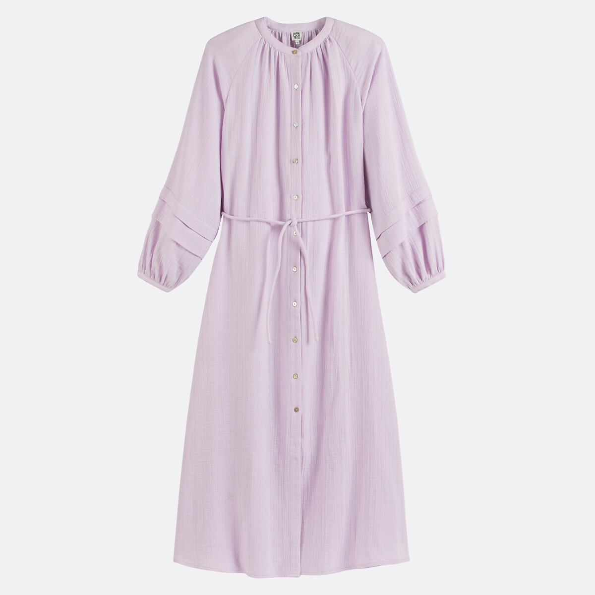Full Maxi Dress with Crew Neck and Long Sleeves purple, LA REDOUTE COLLECTIONS