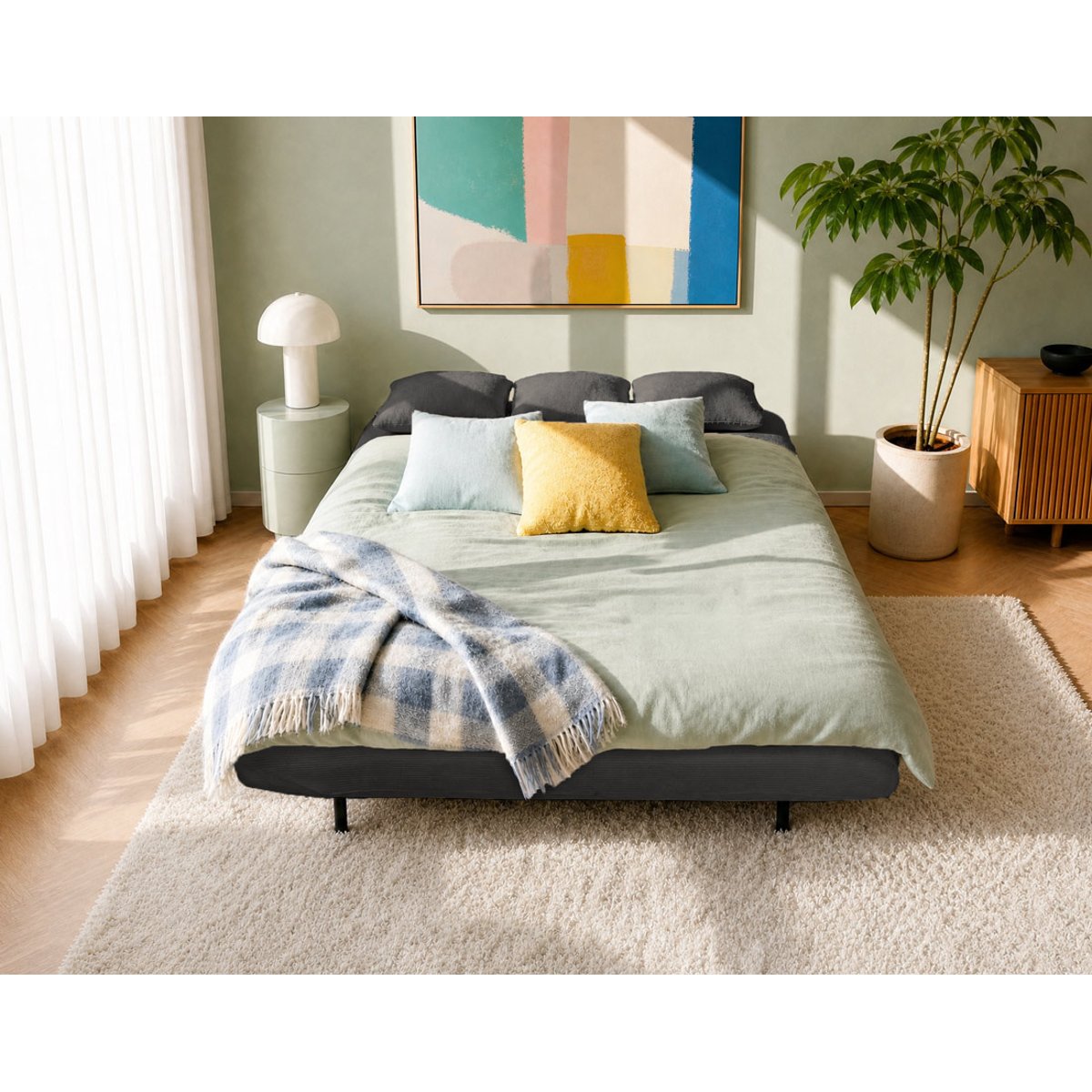 Banquette convertible clic-clac 2 places, LUMI gris, BEST MOBILIER