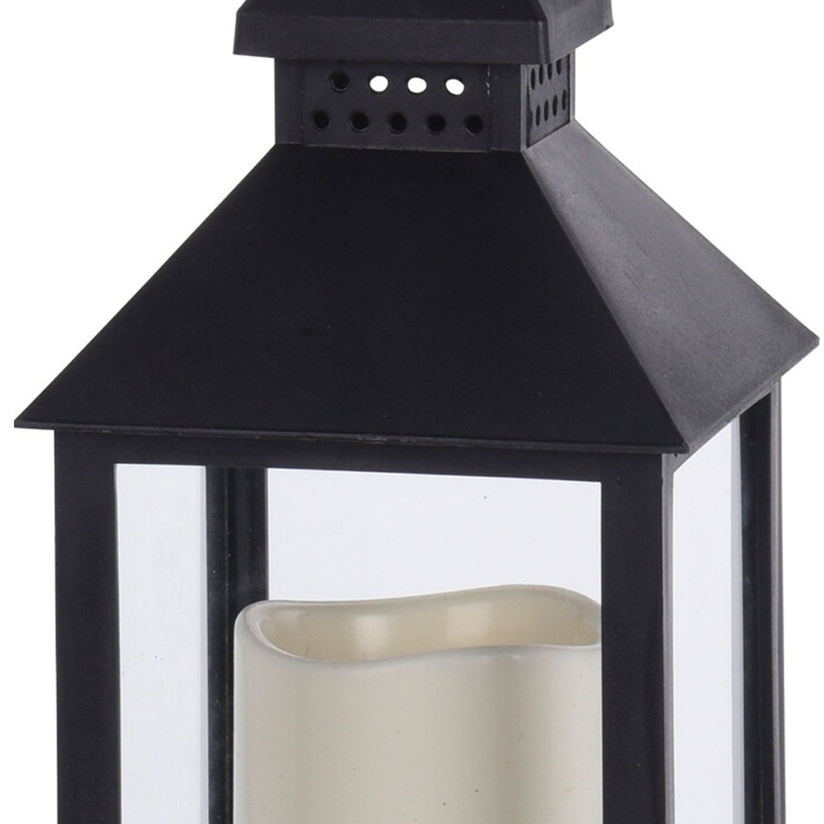 Lanterne noire bougie led Décoration Noël - 10x10x27.5cm noir, WADIGA