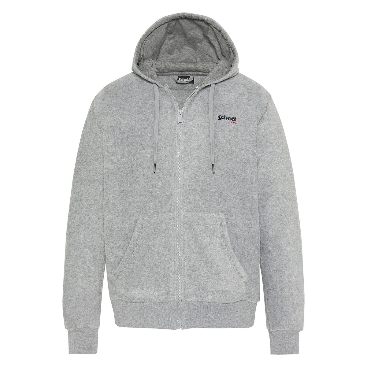 Gilet polaire à capuche gris chiné, SCHOTT