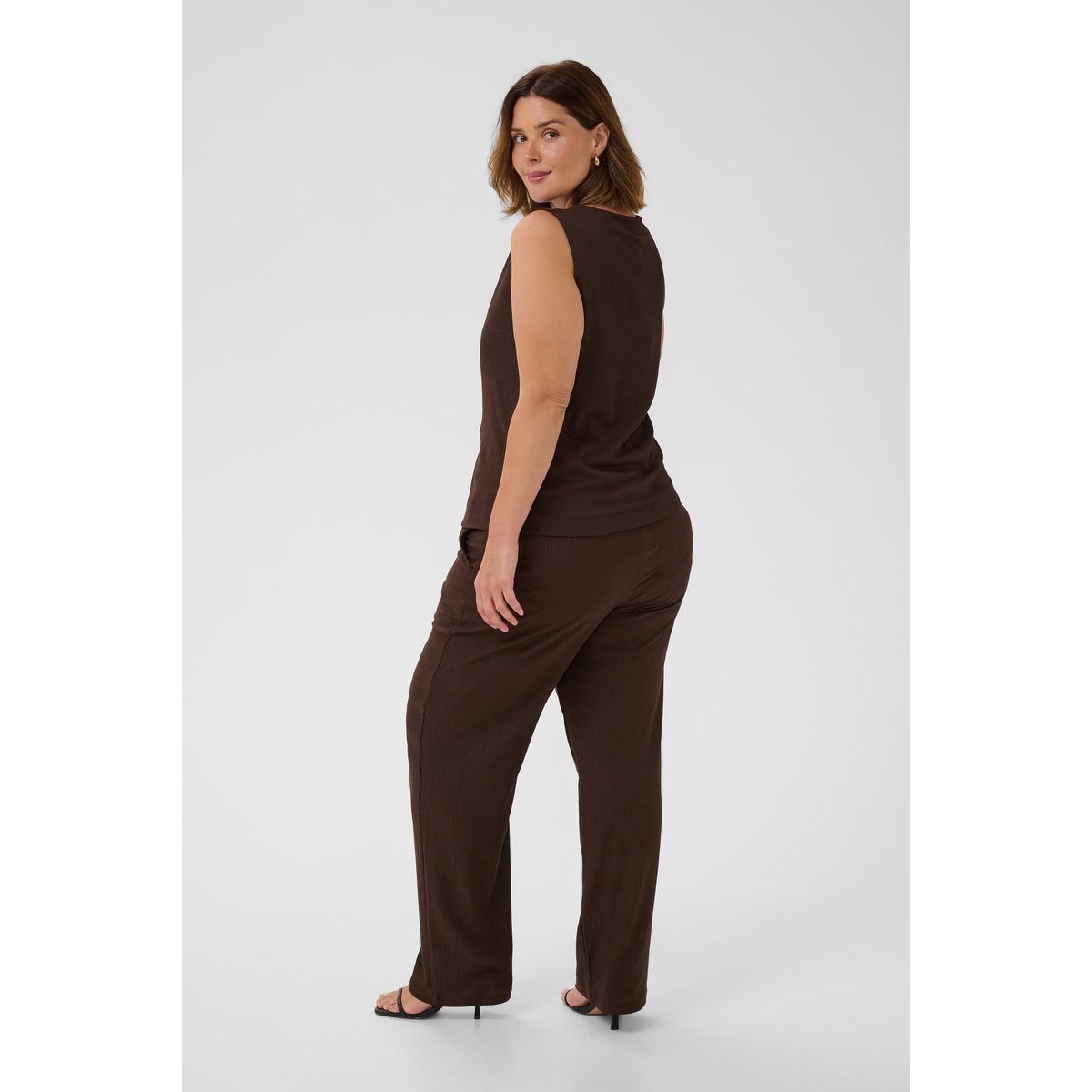 Blouse sans manches marron coffeebean, KAFFE CURVE