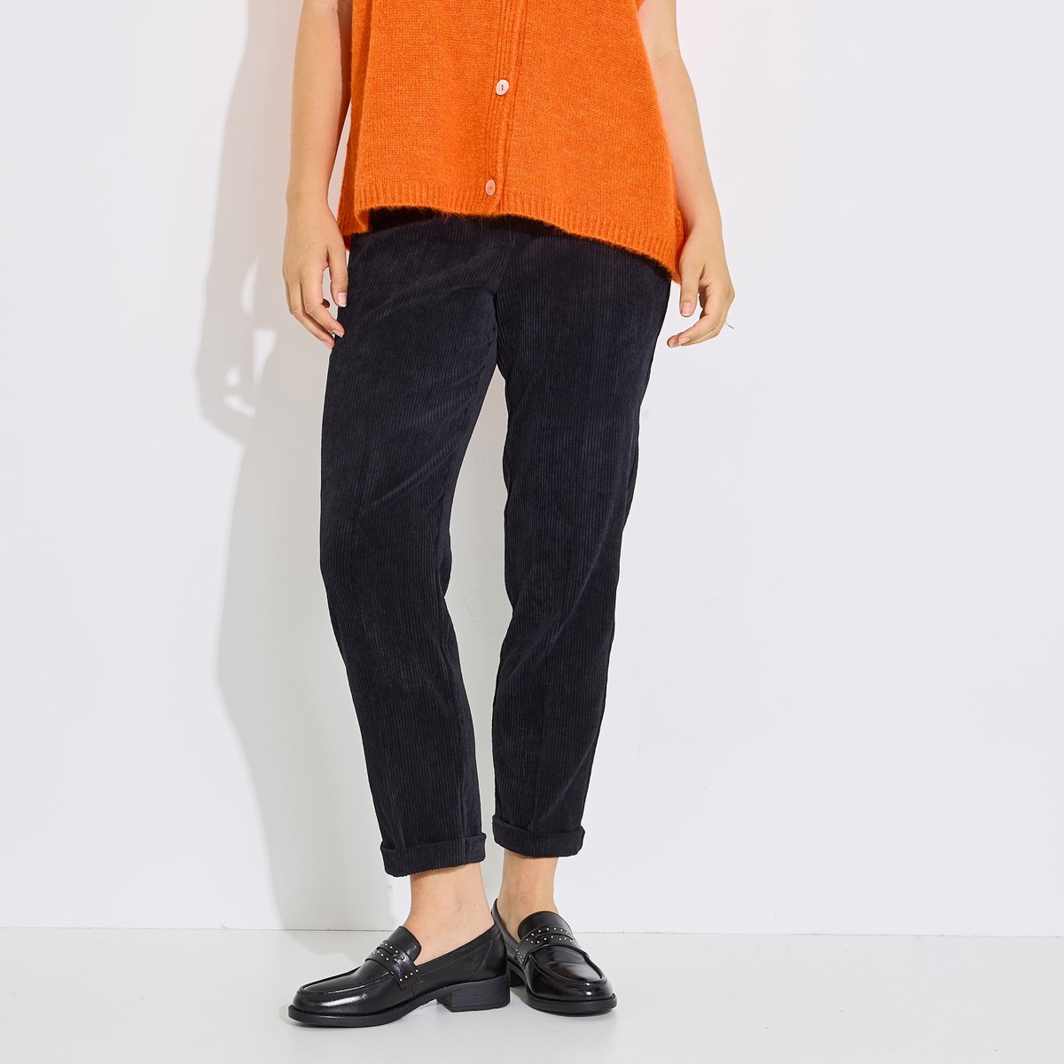 Pantalon chino velours à revers noir, GRAIN DE MALICE