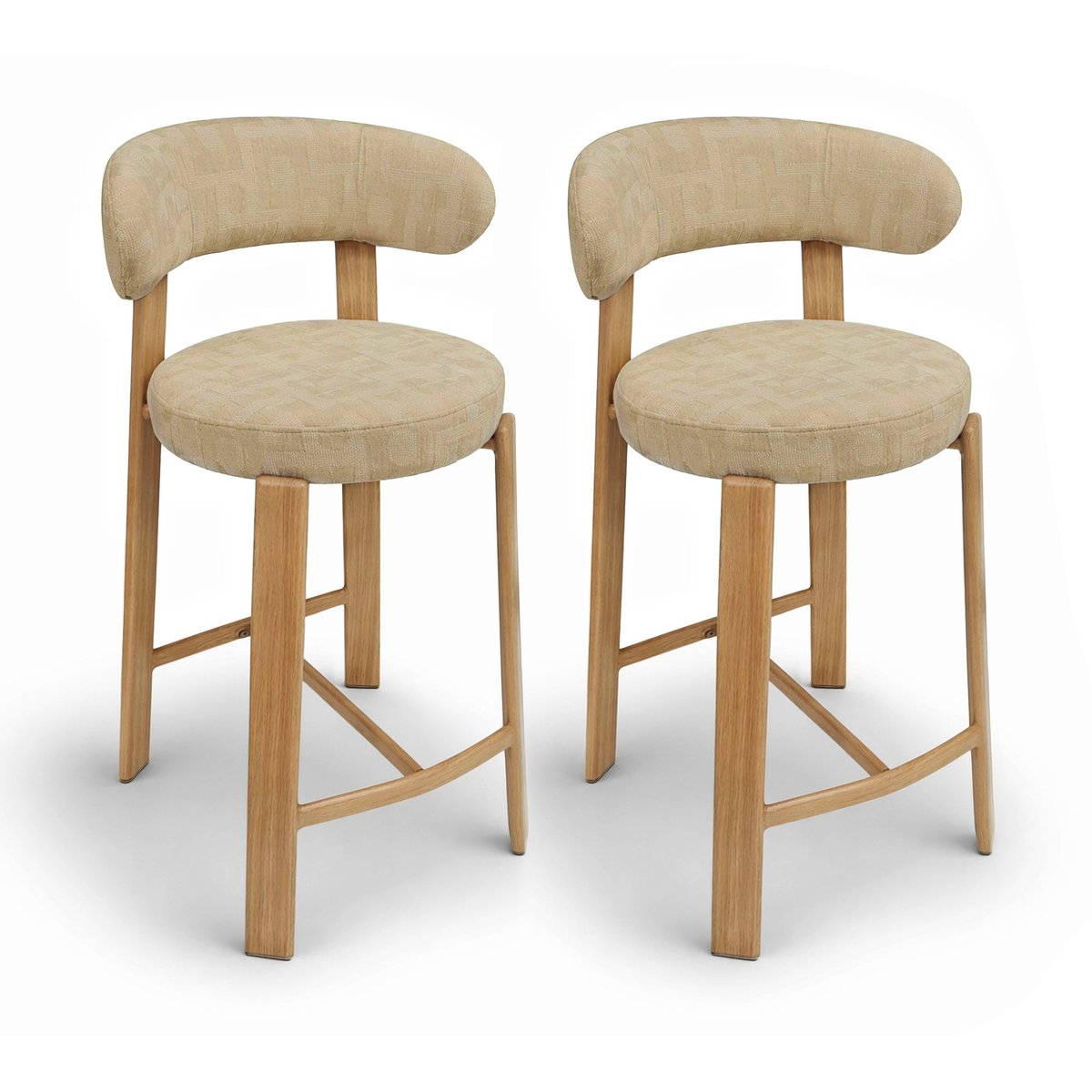 Lot de 2 chaises hautes pied bois et tissu, SUZIE beige, NOW'S HOME