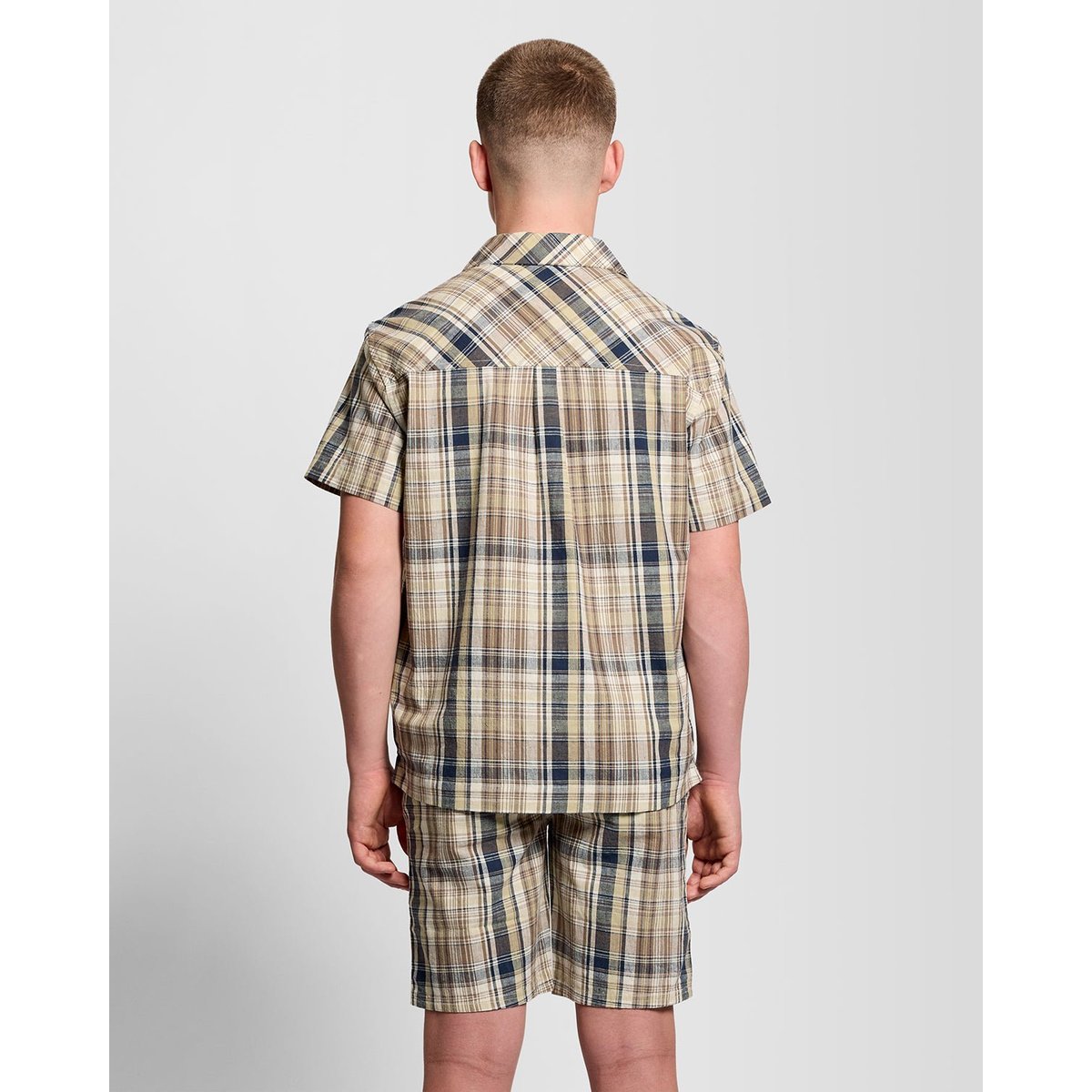 Chemise manches courtes en lin à carreaux vert herbe, LYLE & SCOTT