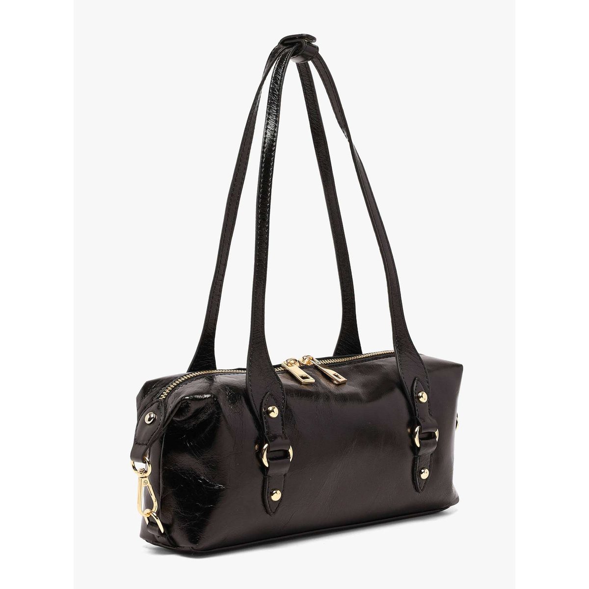 Sac porté épaule Shiny sauvage cuir nero, MILANO