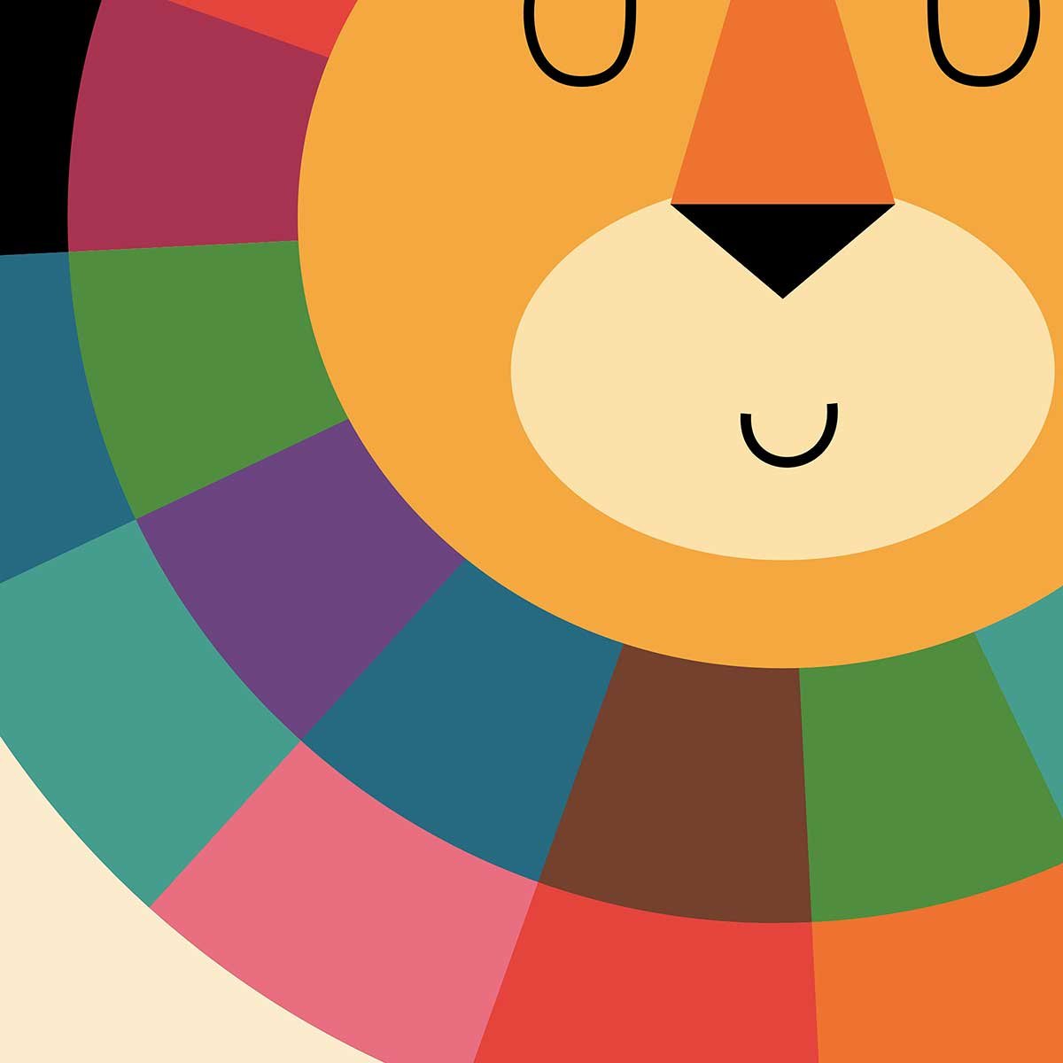 Papier peint lion arc en ciel intissé, HEXOA