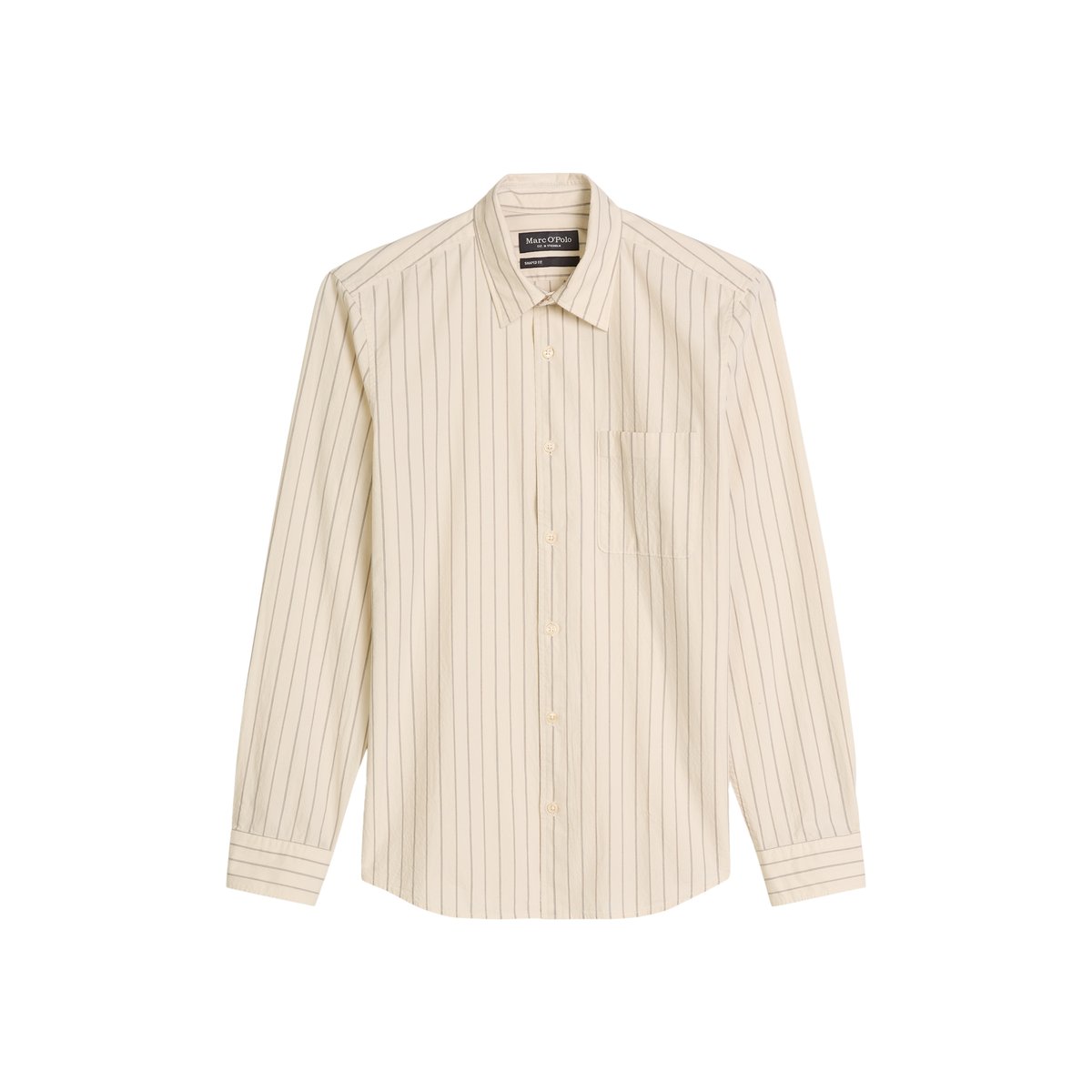 Chemise shaped en popeline de coton bio en mouvement beige, MARC O'POLO