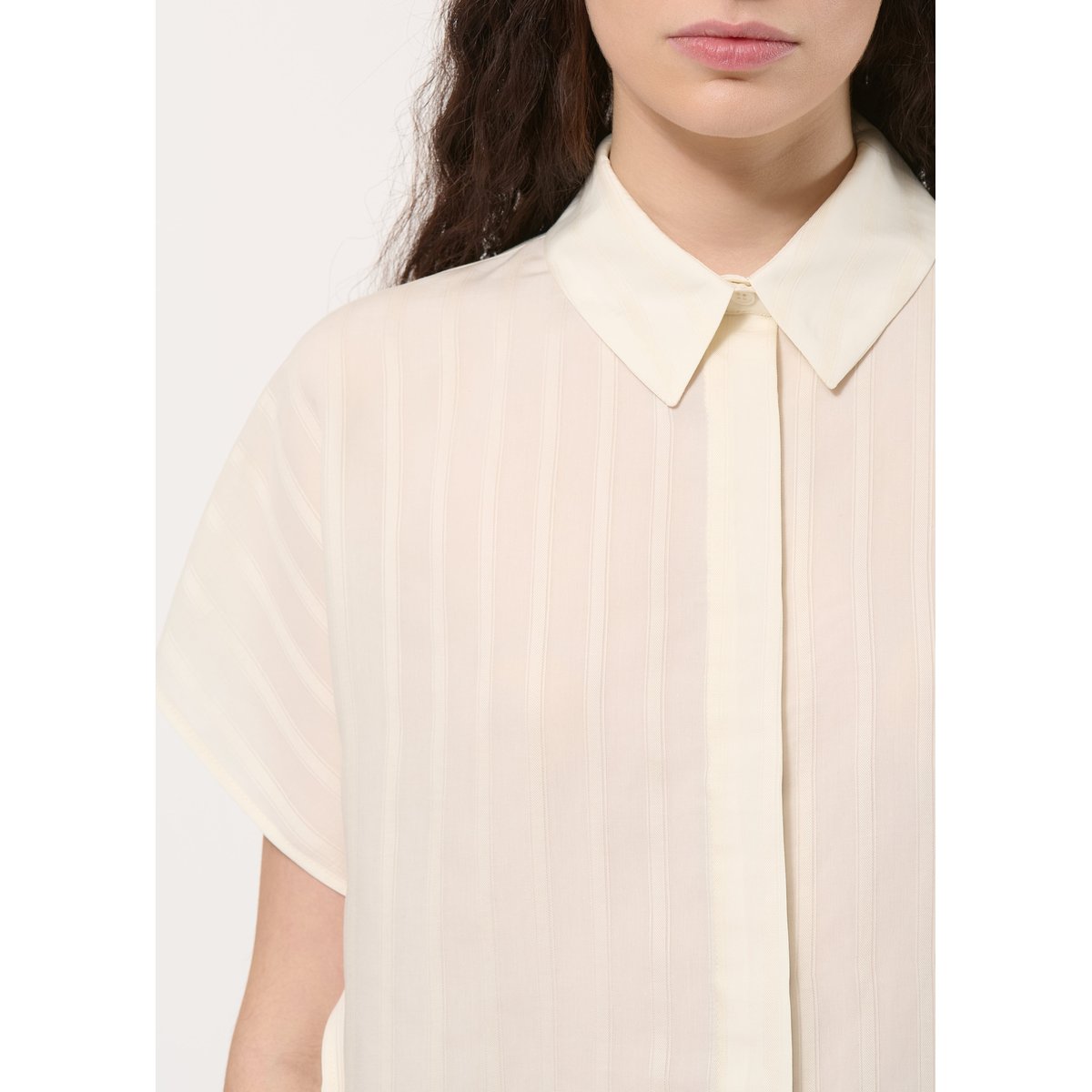 Chemise oversize rayures texturées off white, HUMILITY