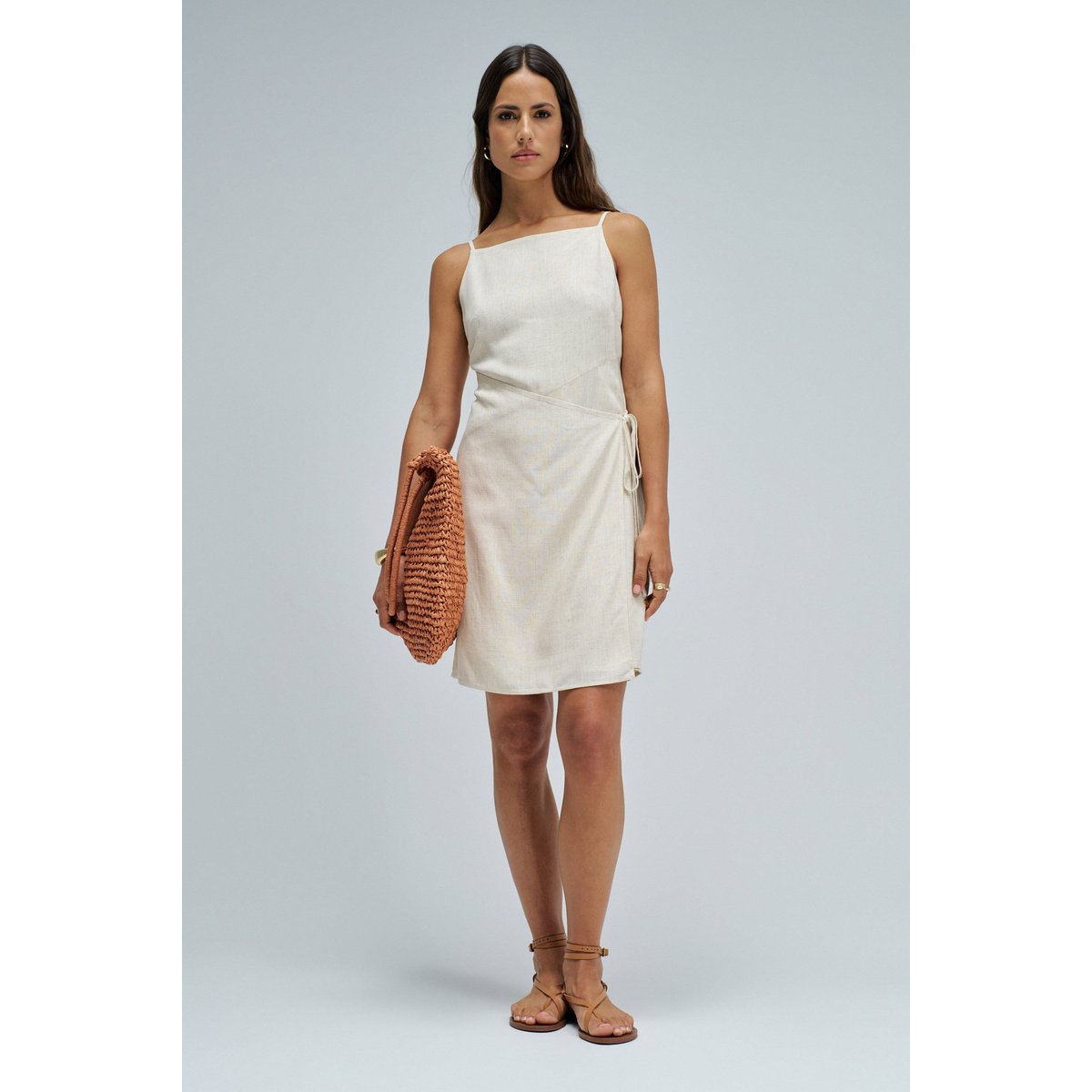 ROBE COURTE EN LIN beige, SALSA JEANS