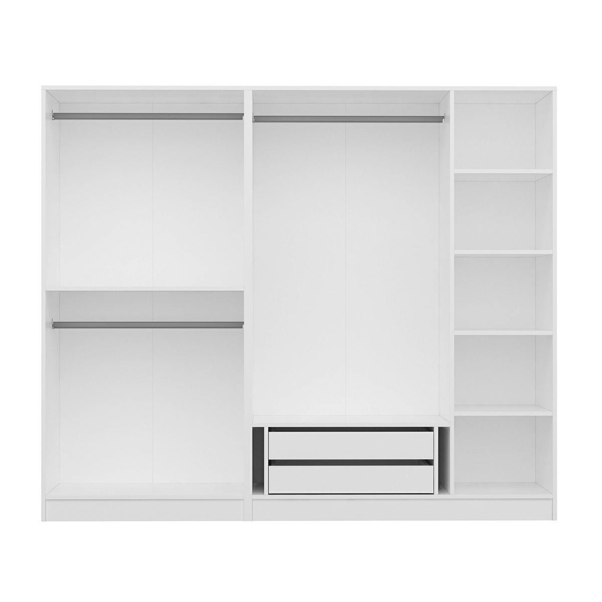 Armoire penderie blanche rainurée, 2 portes verre 225 cm BYRON blanc, PIER IMPORT