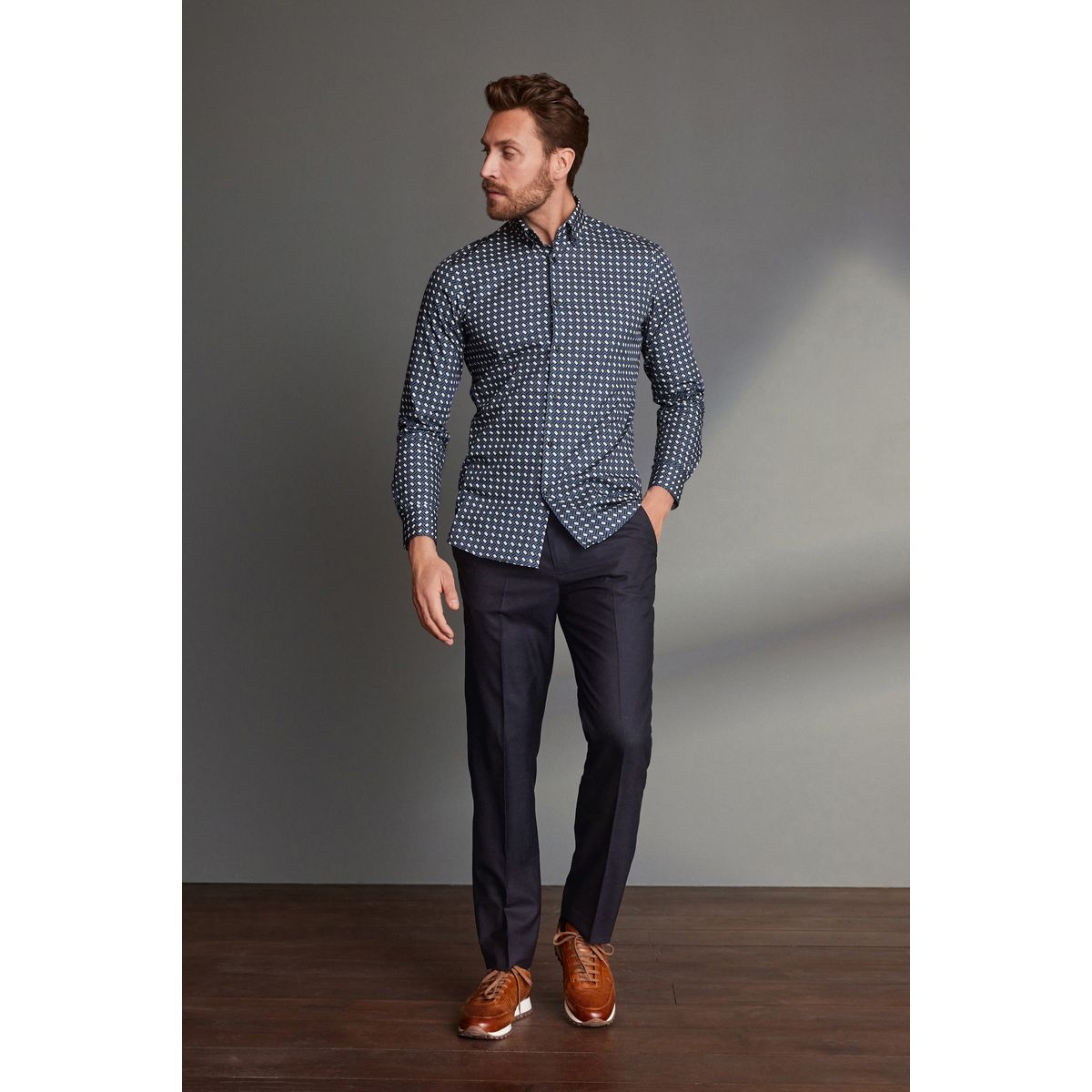 Pantalon avec bande à la taille bleu marine, NEXT
