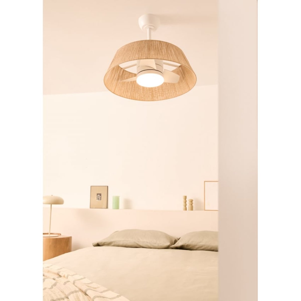 Ventilateur plafond 25W avec lumière et télécommande WIND LAMP NATURALWOVEN blanc/blanc, CREATE