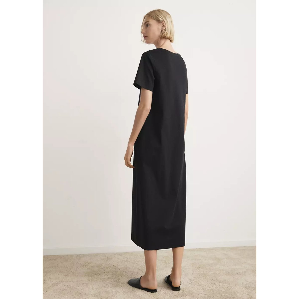 Nuisette longue 100 % coton noir, MANGO