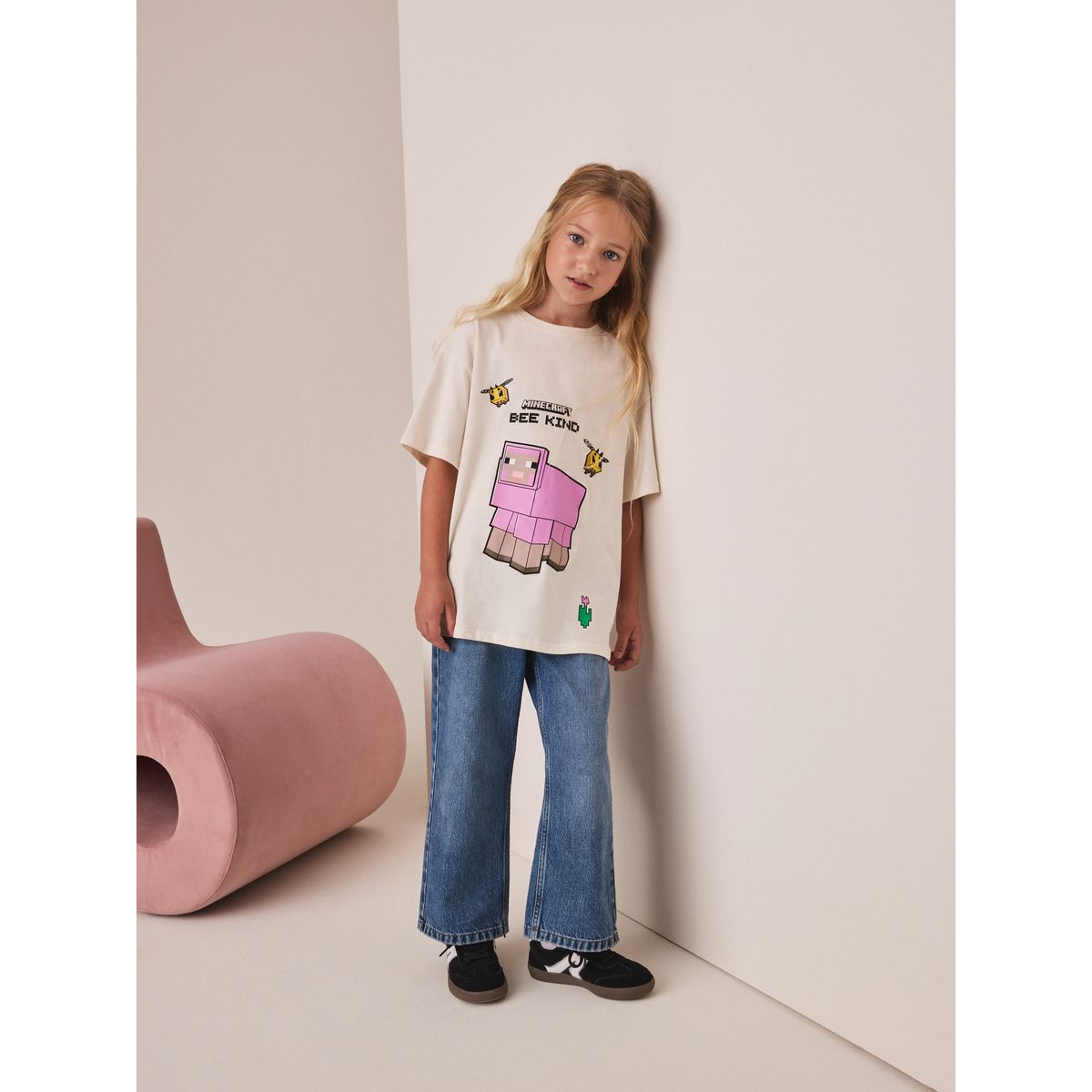 T-shirt oversize à motif minecraft écru, NEXT