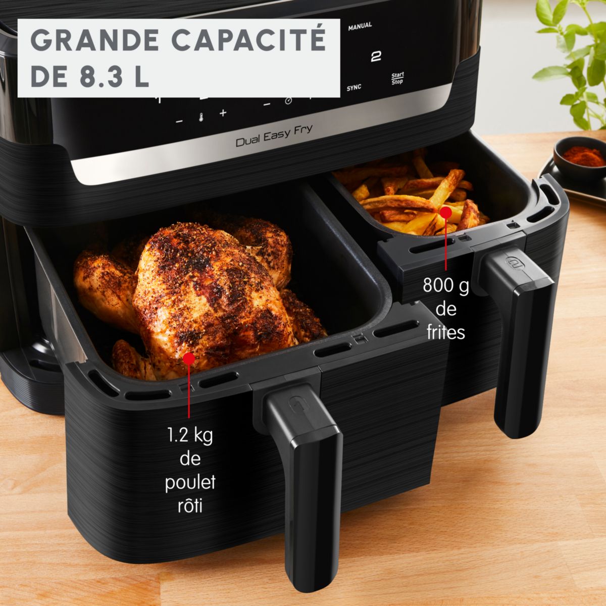 Friteuse sans huile Easy fry Dual XXL 8,3L EZ901N20 couleur unique, MOULINEX
