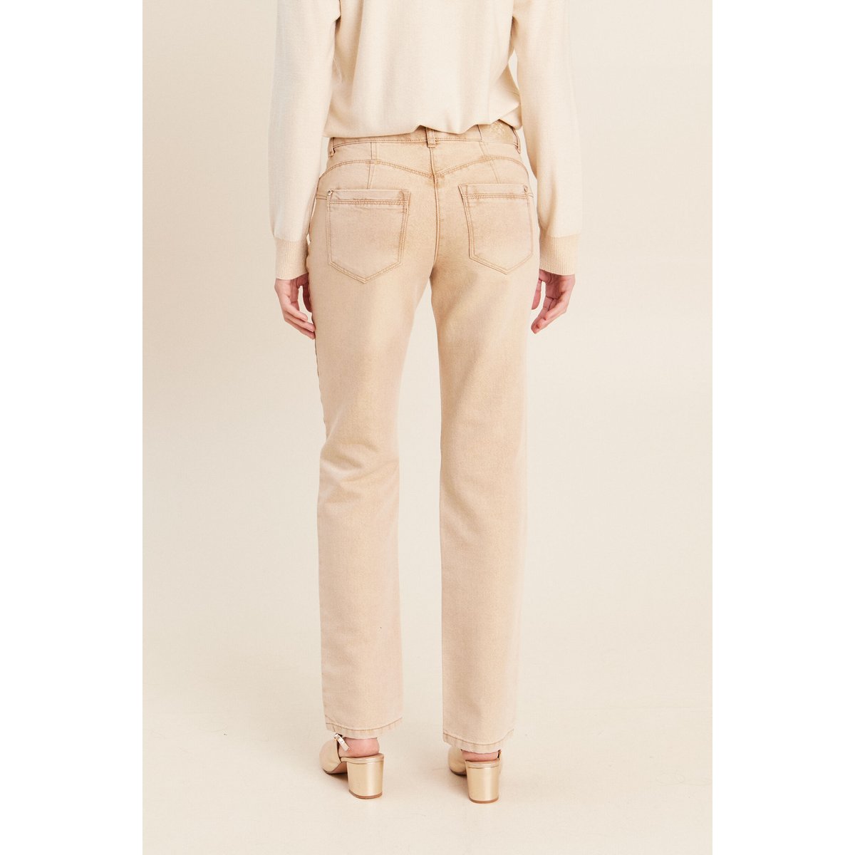 Jean taille basculée denim beige, BREAL