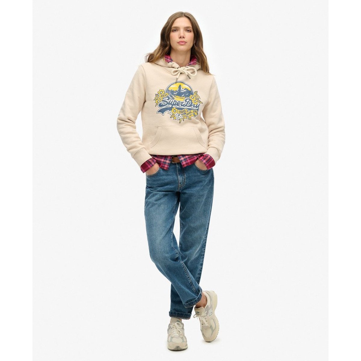 Sweat à capuche Floral gris château, SUPERDRY