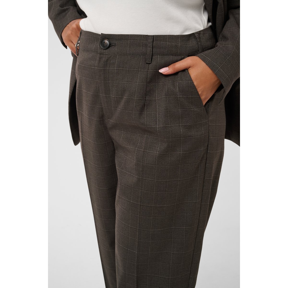 Pantalon de costume gris dark grey check, KAFFE CURVE