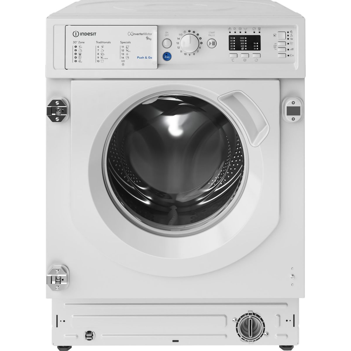 Lave linge hublot encastrable BIWMIL9146FR - 9 kg - 1400 tr/min - Classe A - Moteur induction blanc, INDESIT