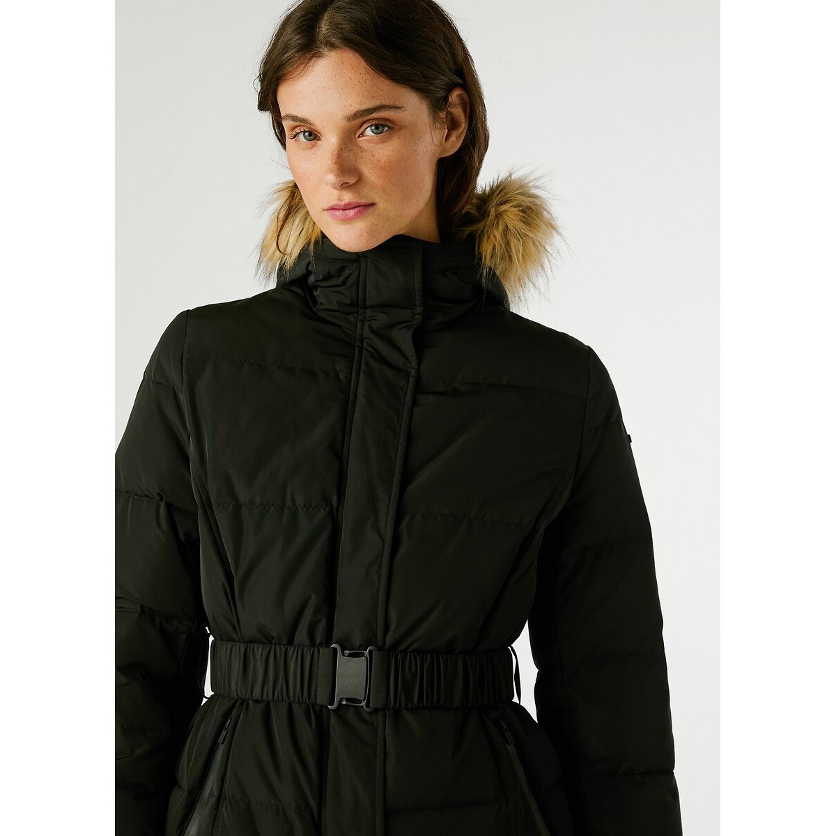 Doudoune ceinturée à capuche SARAH noir, PEPE JEANS