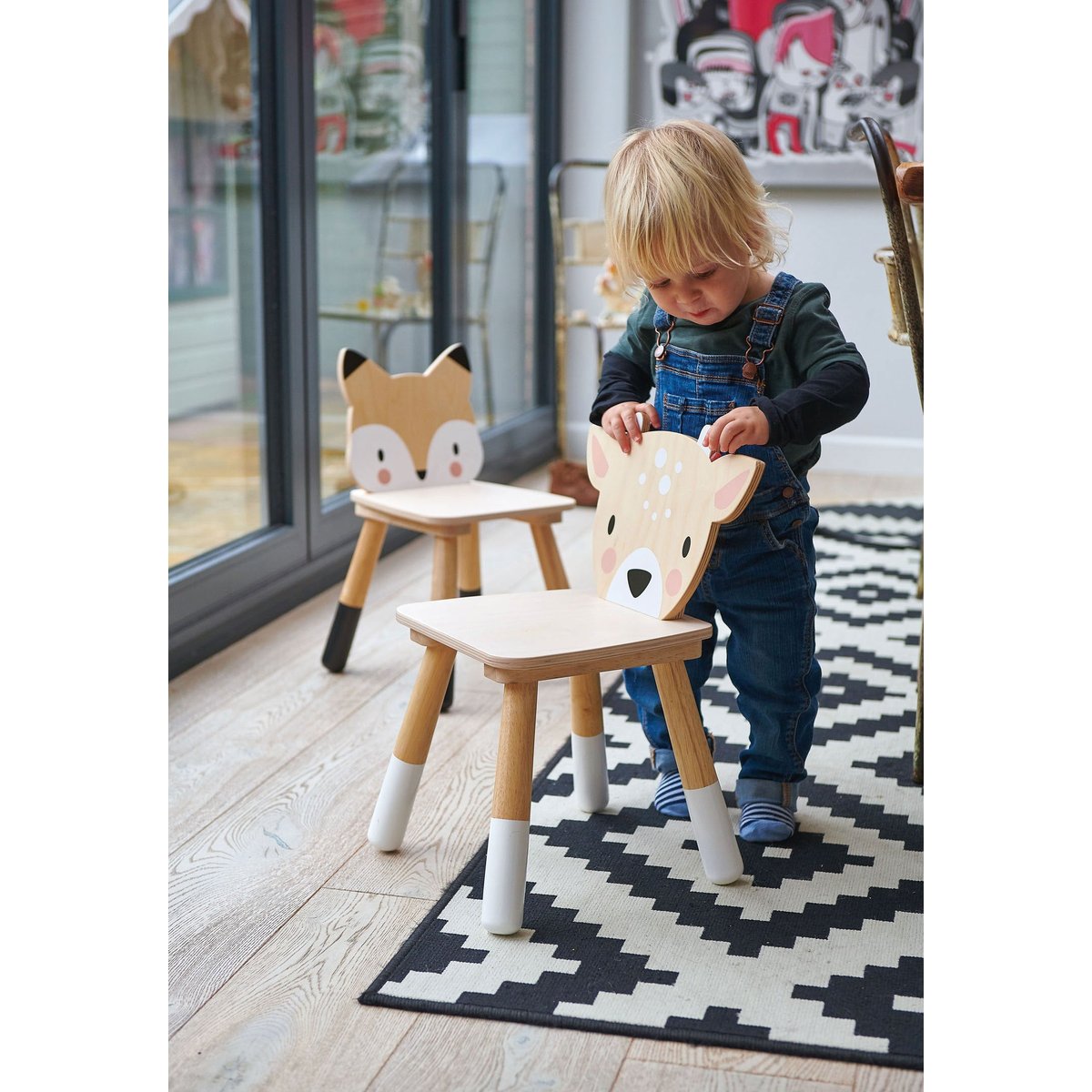 Chaise enfant cerf beige, blanc, TENDER LEAF TOYS