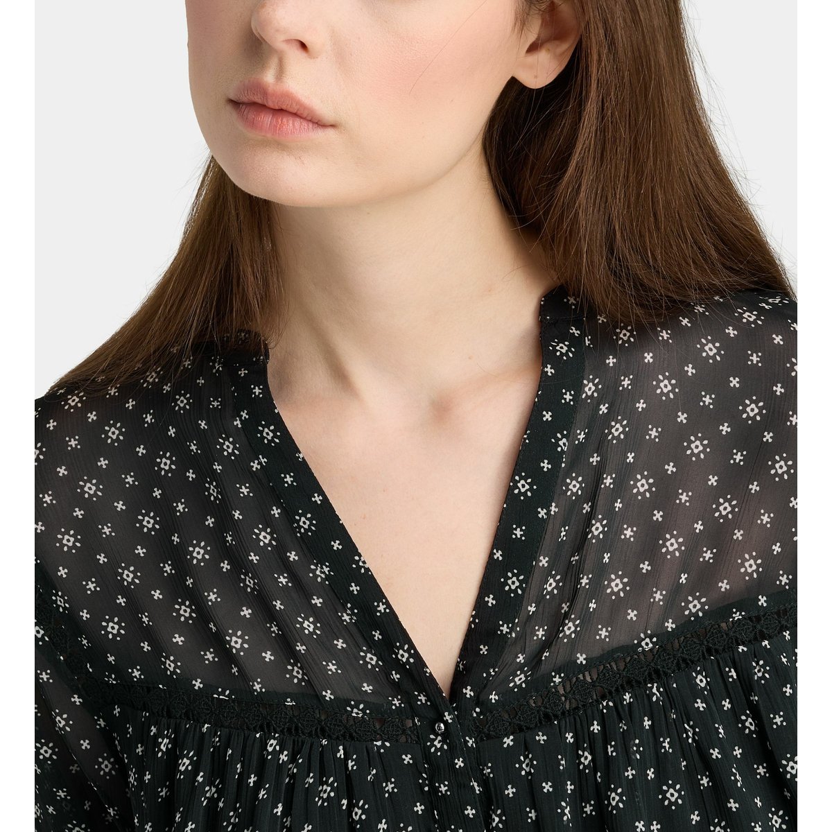 Top dina bindi ample à manches longues noir, GALERIES LAFAYETTE