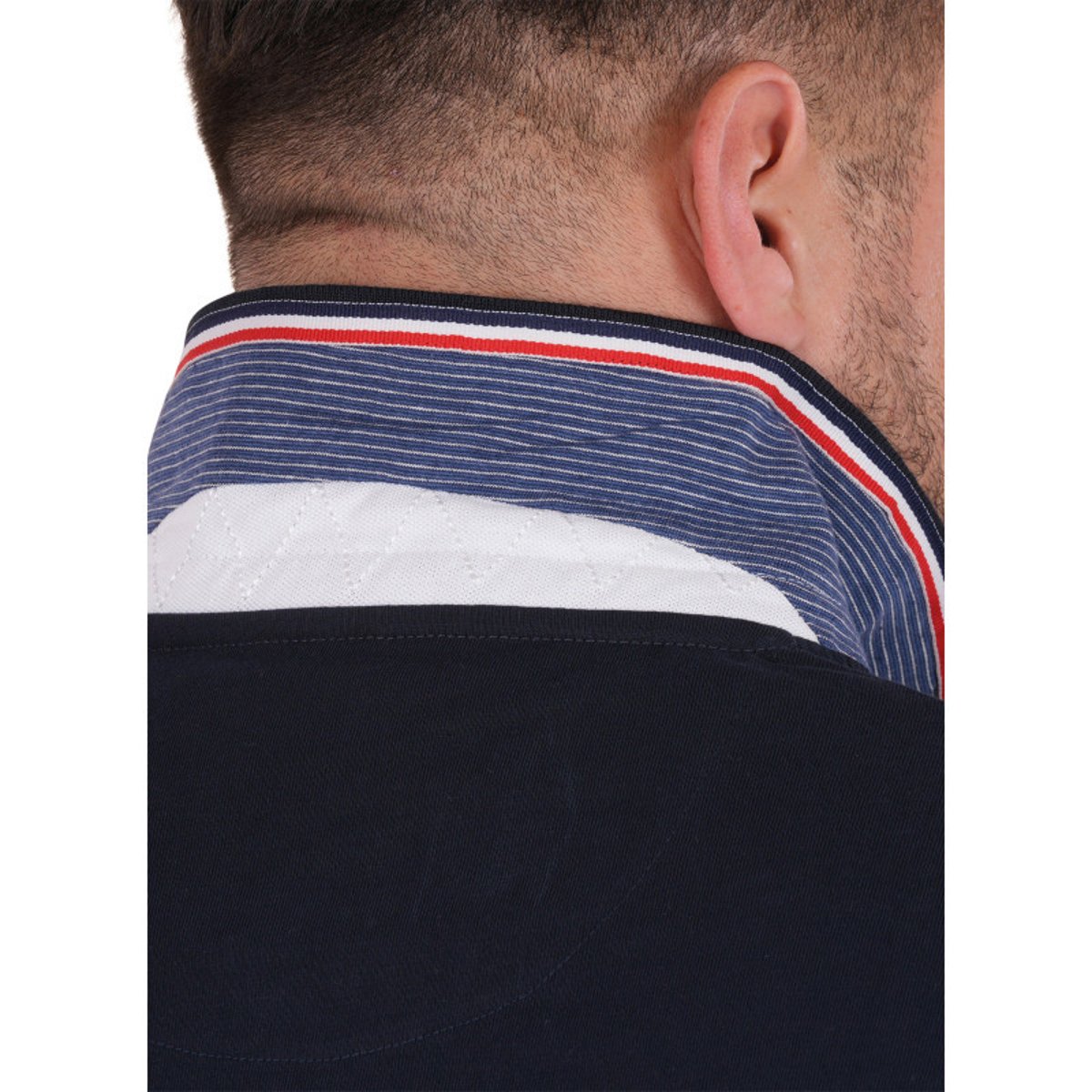 Polo en coton biologique marine uni pourvu de manches courtes bleu foncé, RUCKFIELD