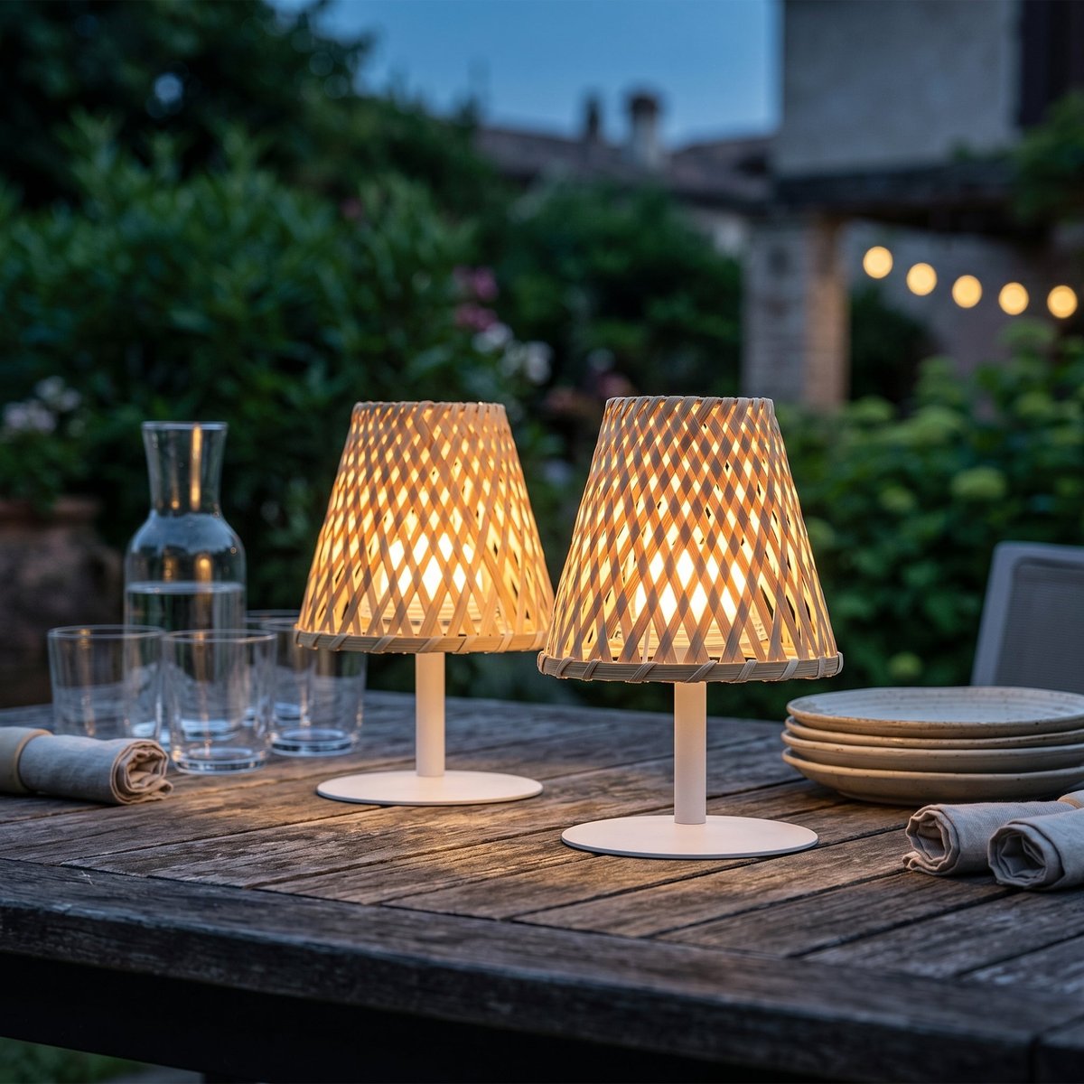 Lot de 2 lampes de table sans fil 2x IBIZA beige, LUMISKY