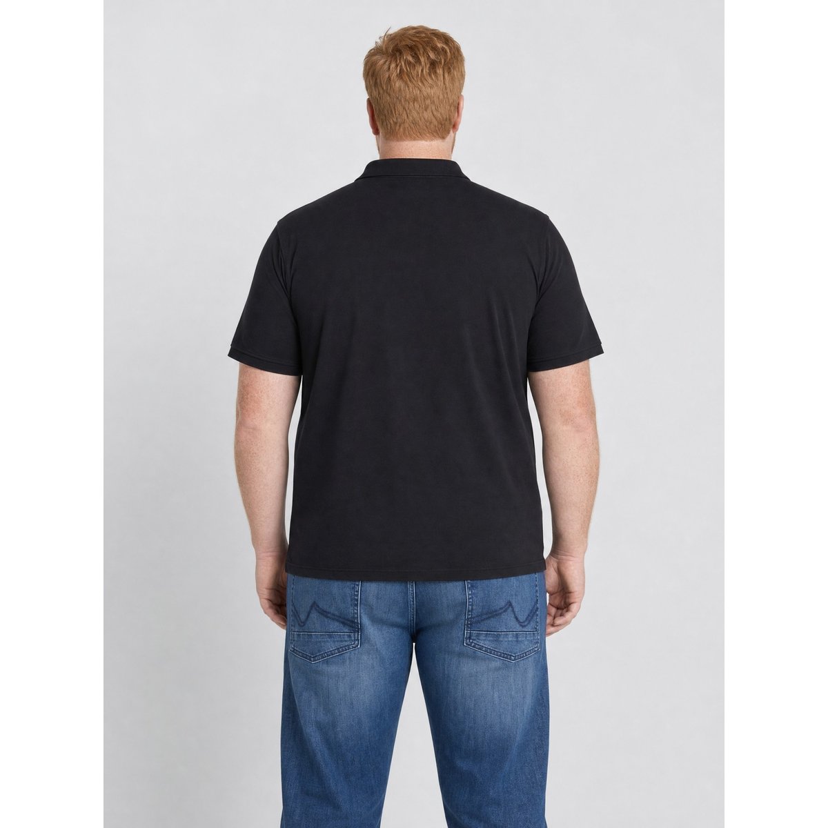 Polo grande taille en maille piquée en coton ironhouse noir black, PETROL INDUSTRIES