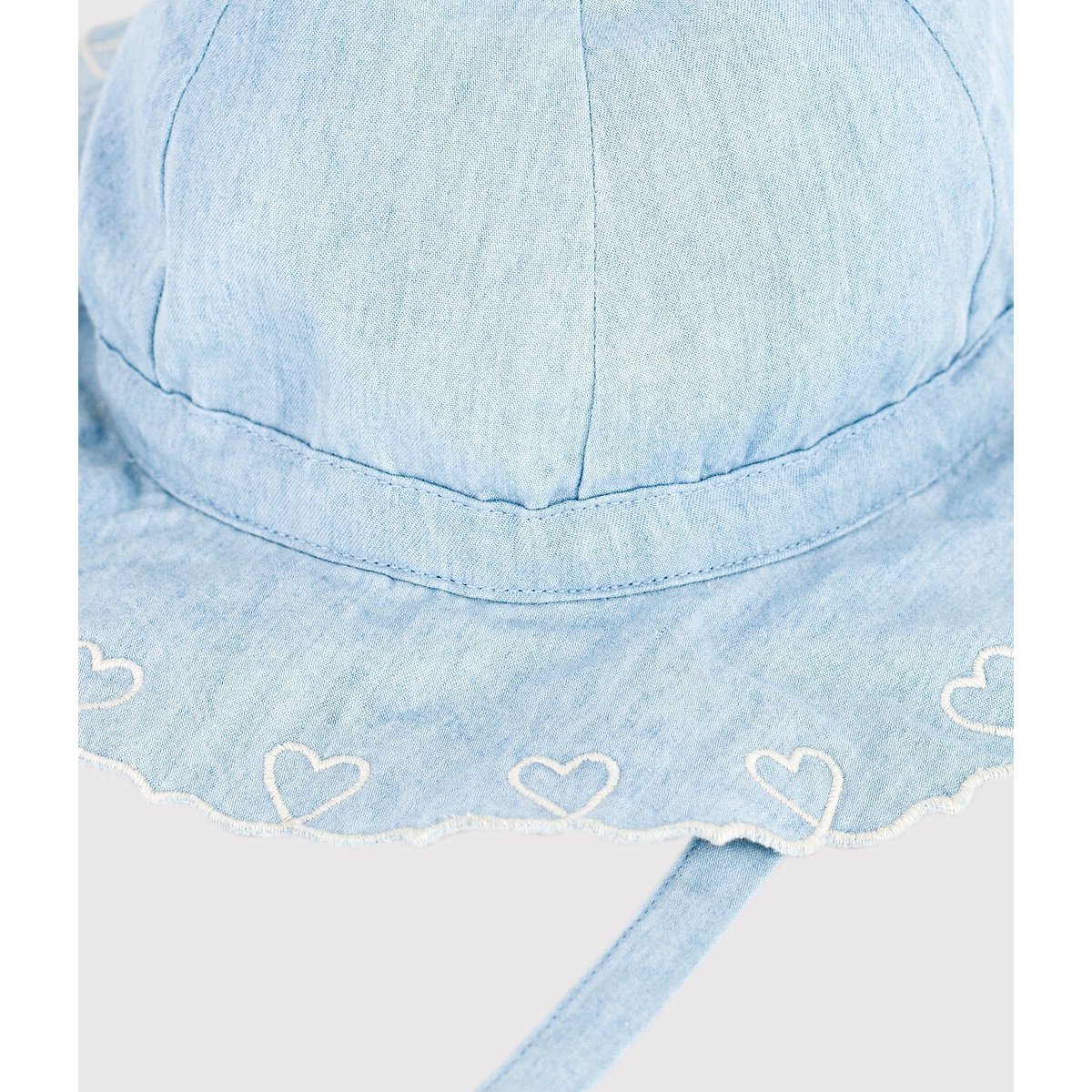 Cappellino a tesa larga in chambray blu denim, PETIT BATEAU