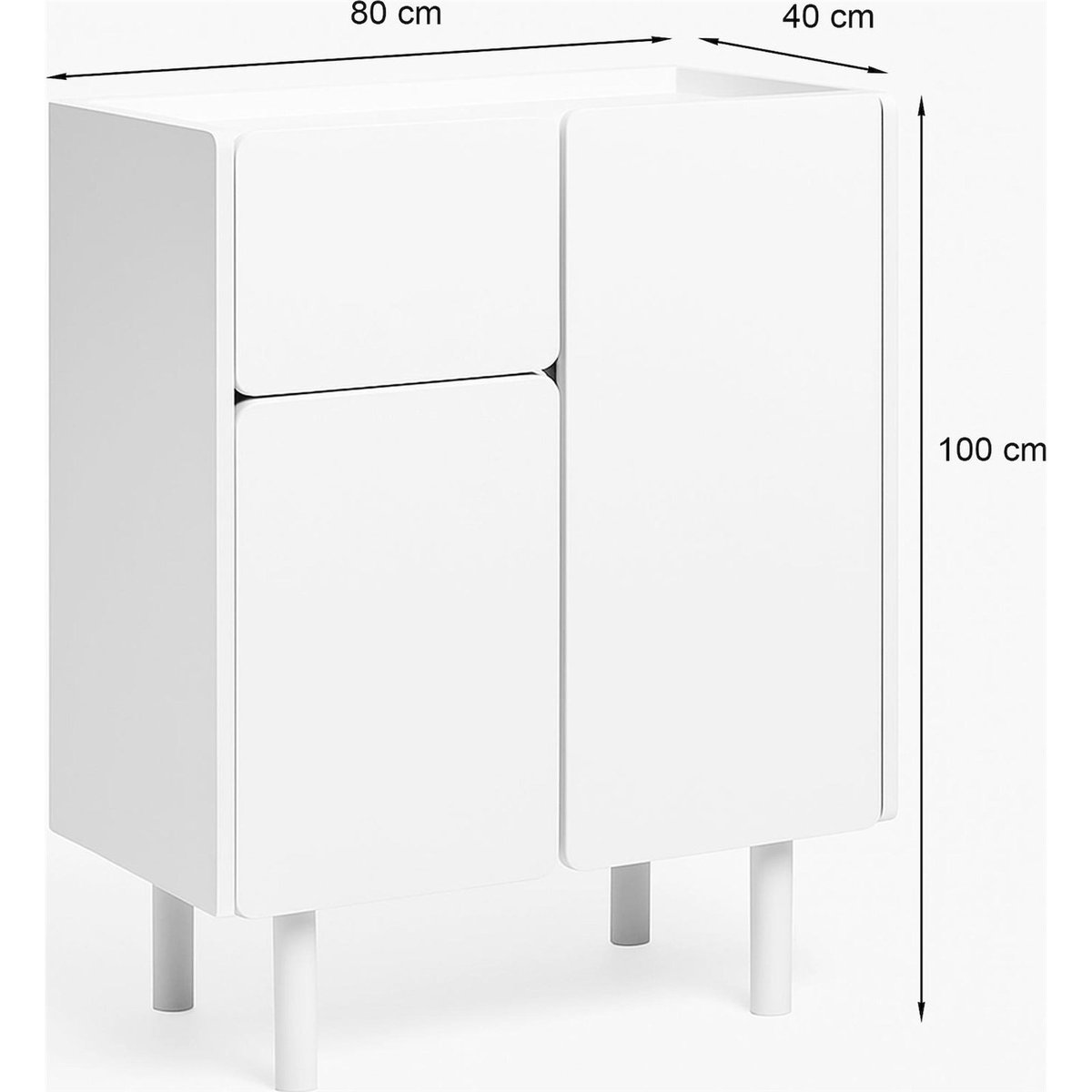 Commode haute CAVELLA au design minimaliste blanc ral 9003, RECOLLECTION