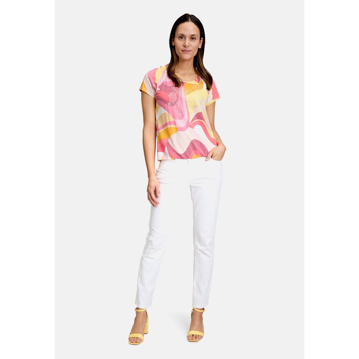 Haut imprimé à élastique rosé/yellow, BETTY BARCLAY