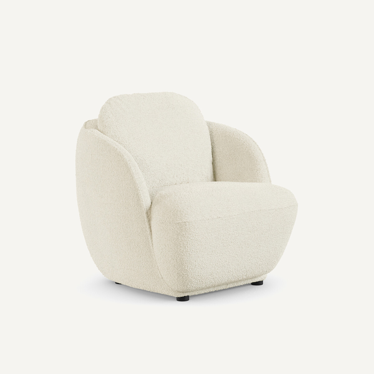 Fauteuil boule, en tissu bouclette, ALPINE ecru, AM.PM