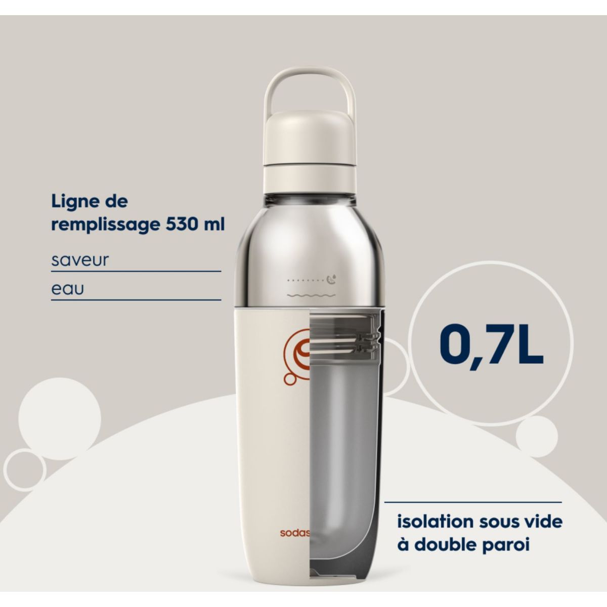 Bouteille isotherme Fizz & Go EASY MIX sable 0.7L couleur unique, SODASTREAM