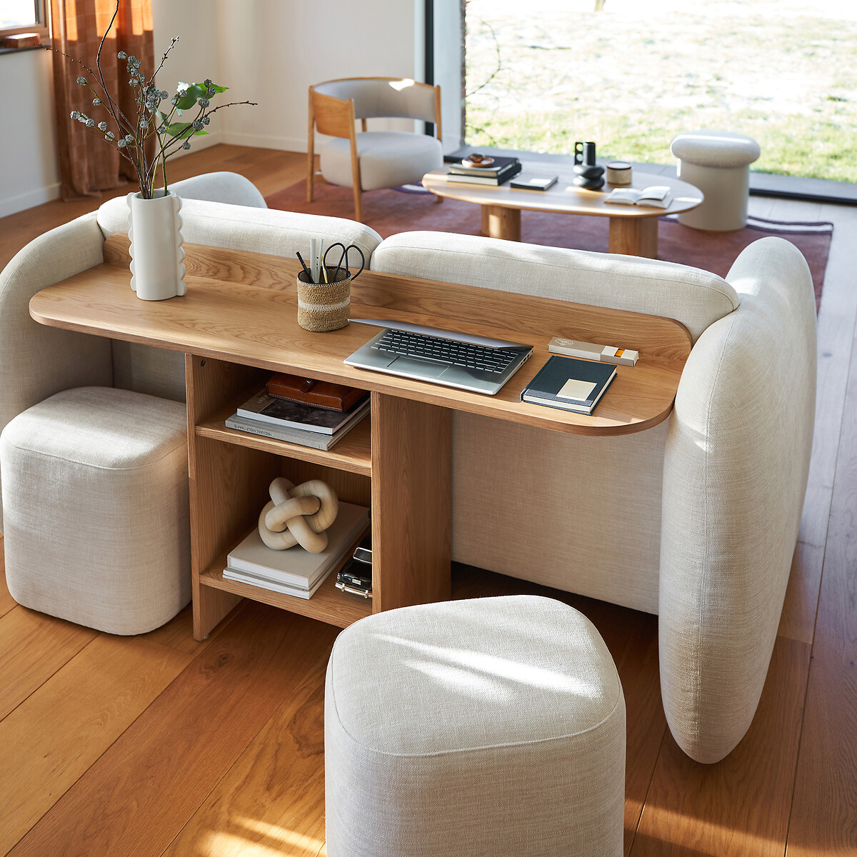 Zetel 2-zit in polyester, Berile ecru, LA REDOUTE INTERIEURS