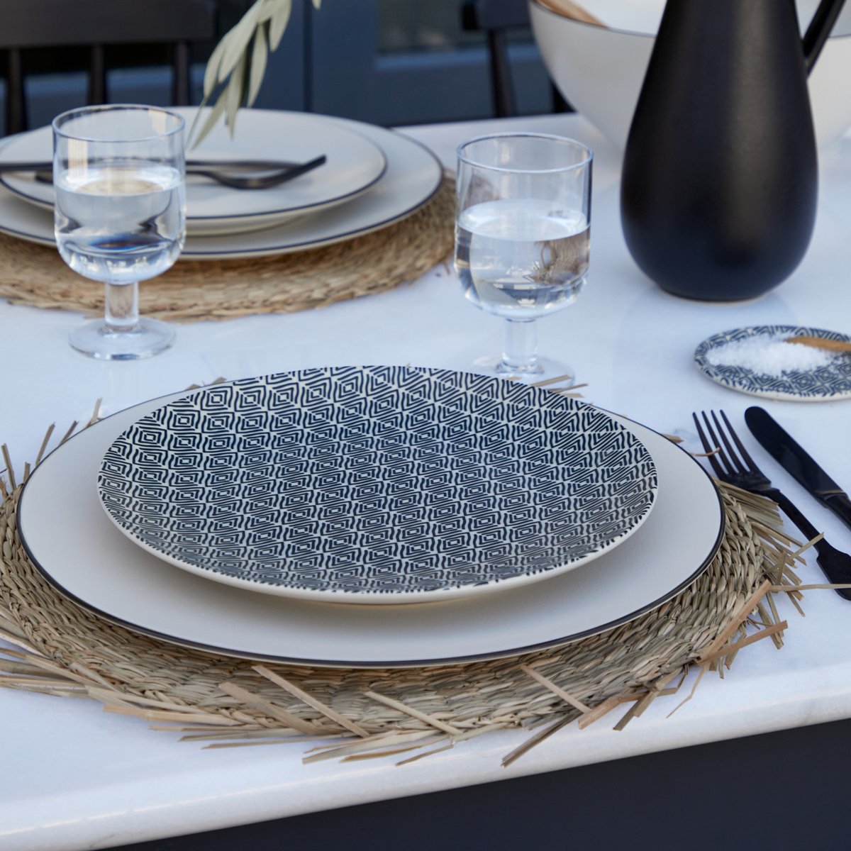 Assiette à dîner 27 AUGUSTA diamond weave, COSTA NOVA