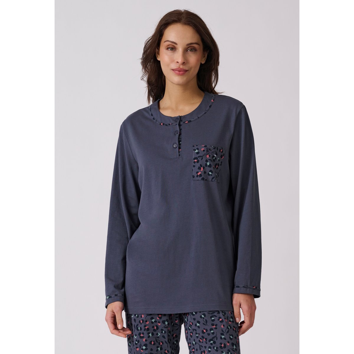 Pyjama manches longues bleu imp., DAMART
