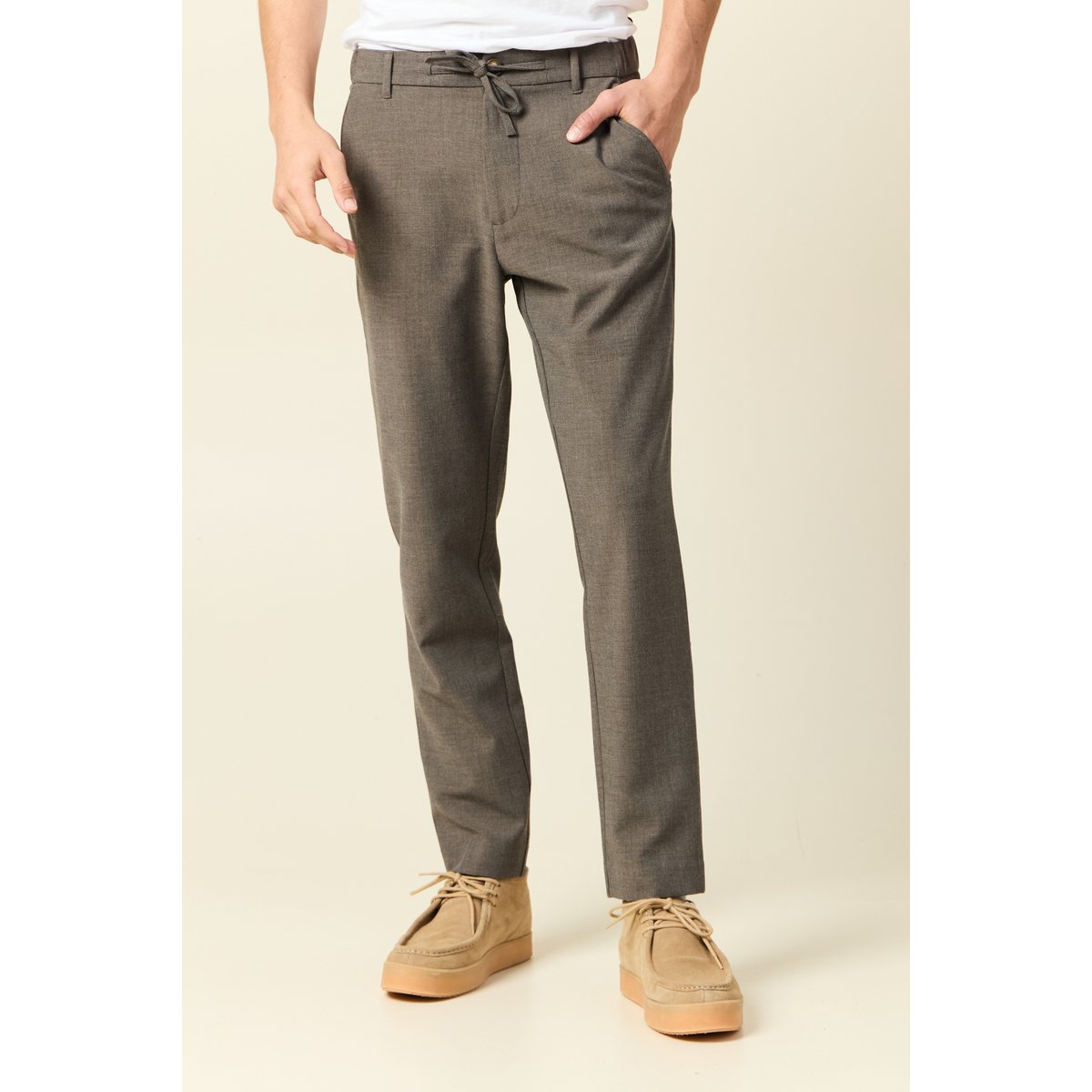 Pantalon chino jogger taupe, BONOBO