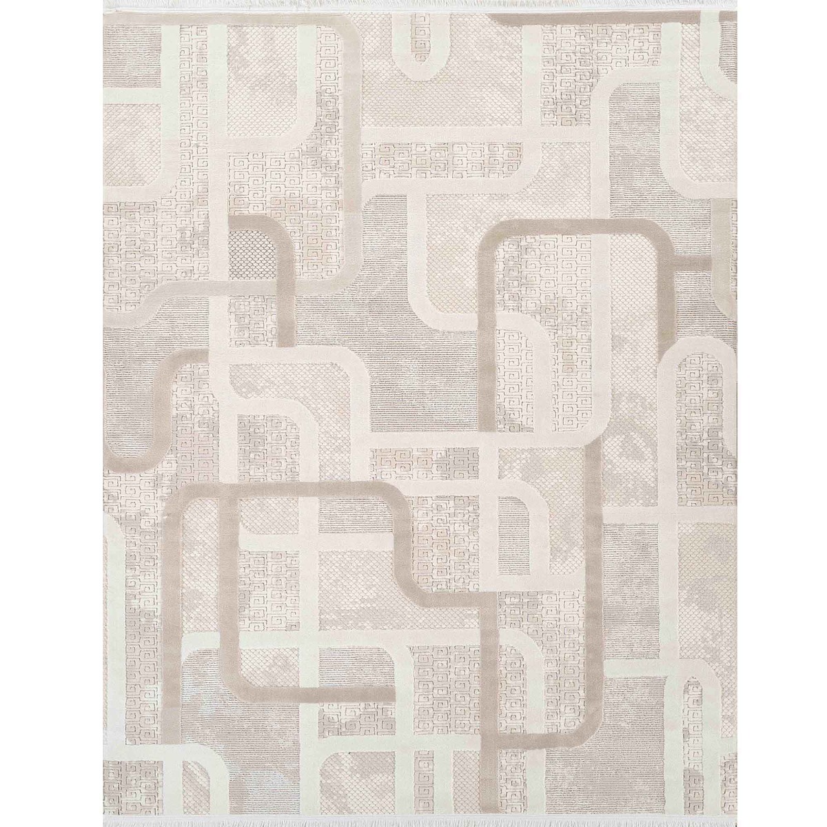 Tapis doux moderne en relief géométrique GEO beige, THE DECO FACTORY
