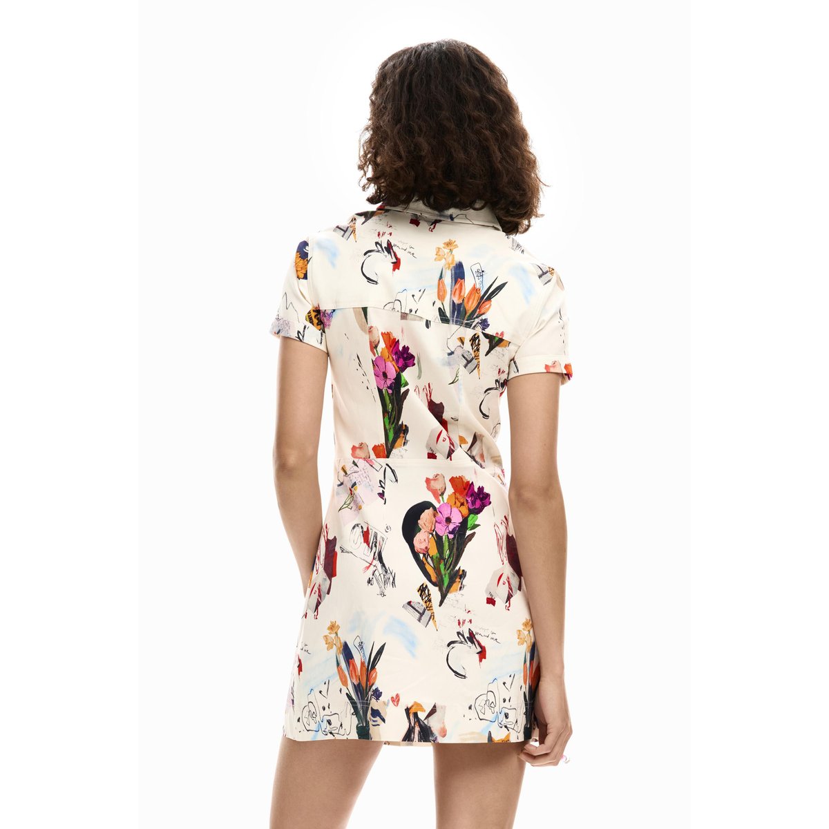 Robe courte collage beige, DESIGUAL