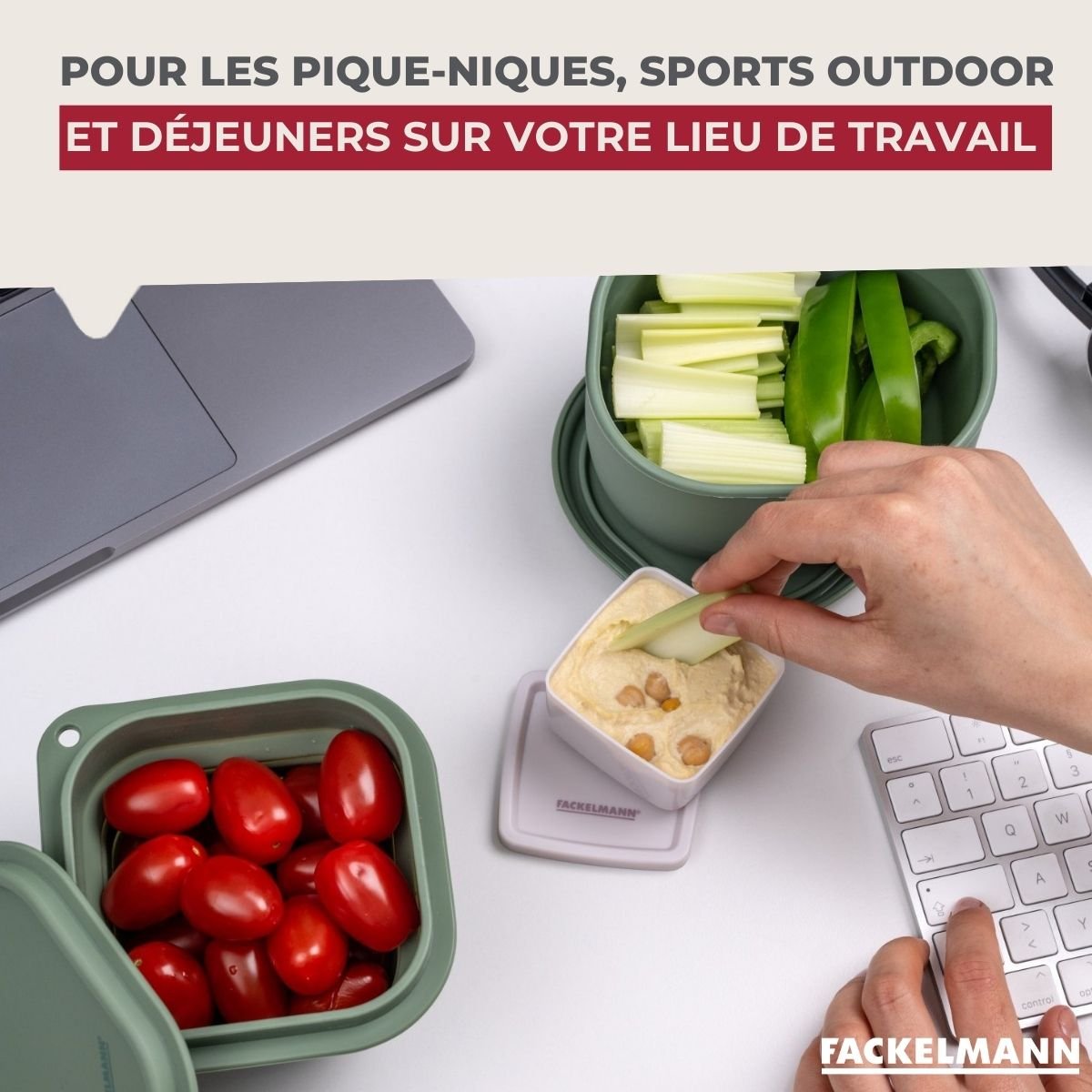 Lot de 2 lunch box 1L avec 2 ustensiles de cuisine STORAGE coloré, FACKELMANN