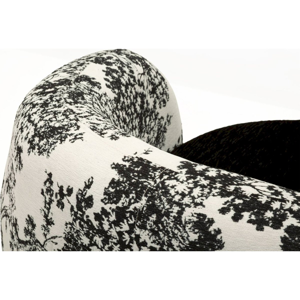 Fauteuil style oriental motif végétal MODERN noir et blanc, RECOLLECTION