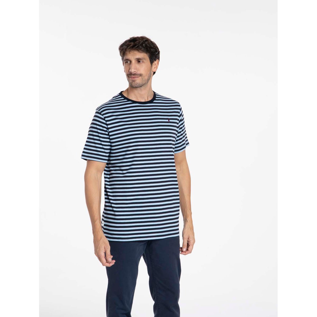 T-Shirt manches courtes coton TAIPEI marine/bleu ciel, GENTLEMAN FARMER