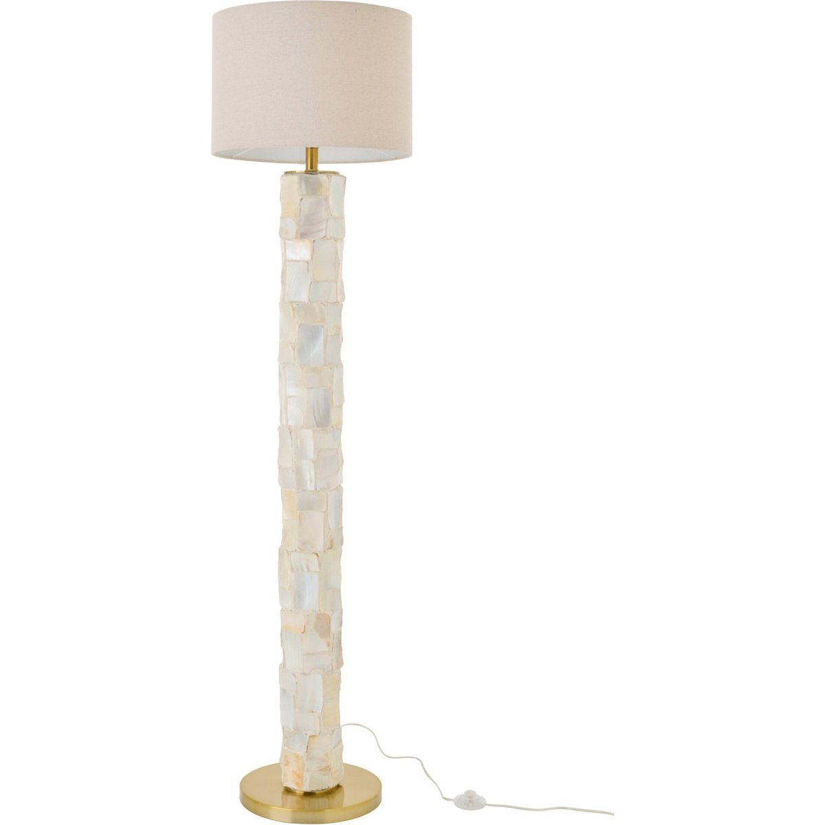 Lampadaire en coquillages à effet nacré blanc cassé et beige clair, RECOLLECTION